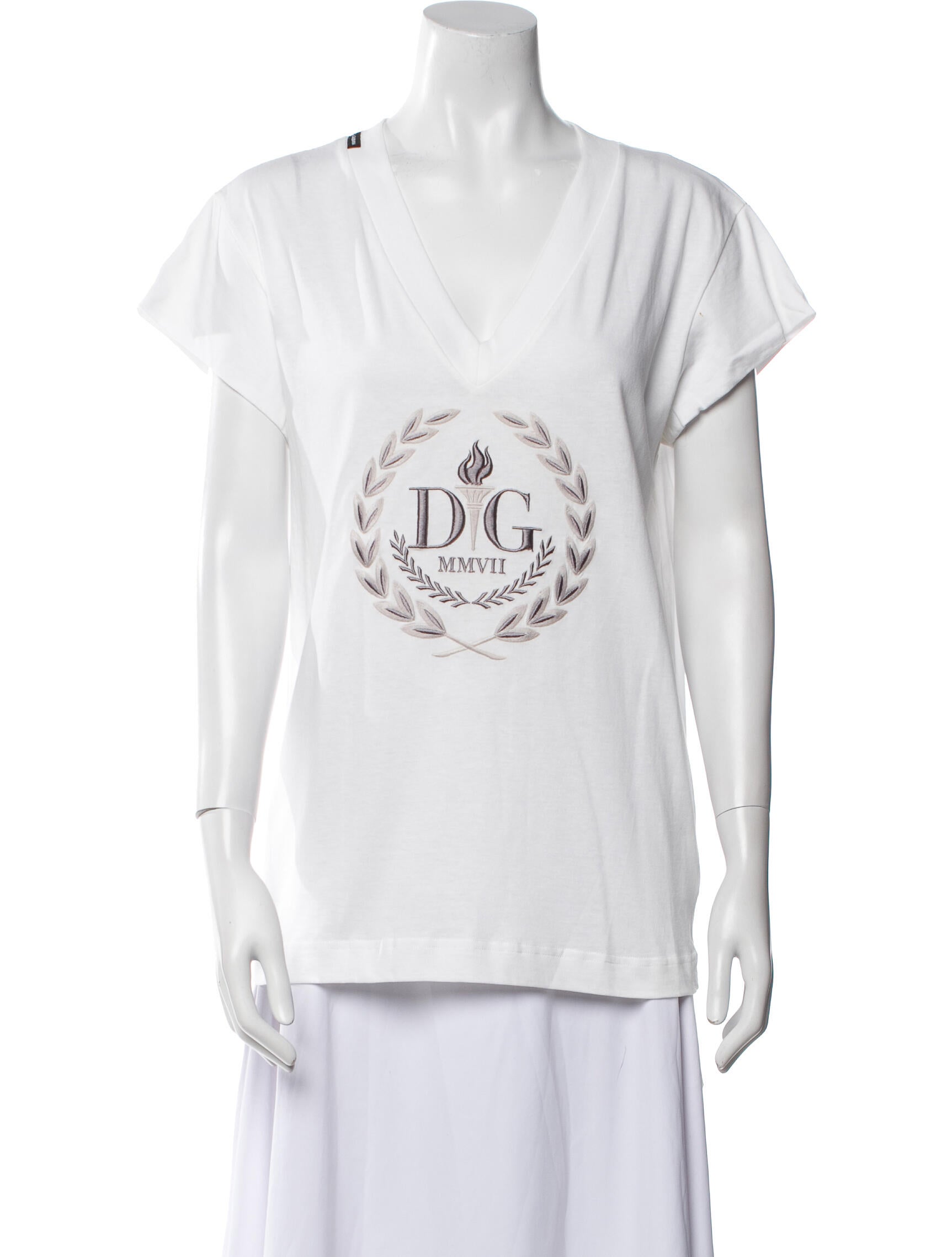 Dolce & Gabbana Graphic Print V-Neck T-Shirt