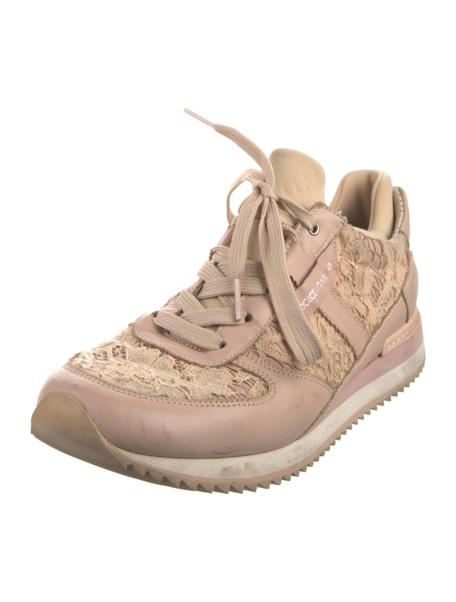 Dolce & Gabbana Leather Lace Pattern Sneakers