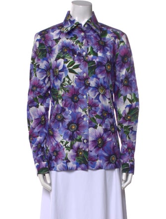 Dolce & Gabbana Floral Print Long Sleeve Button-Up Top