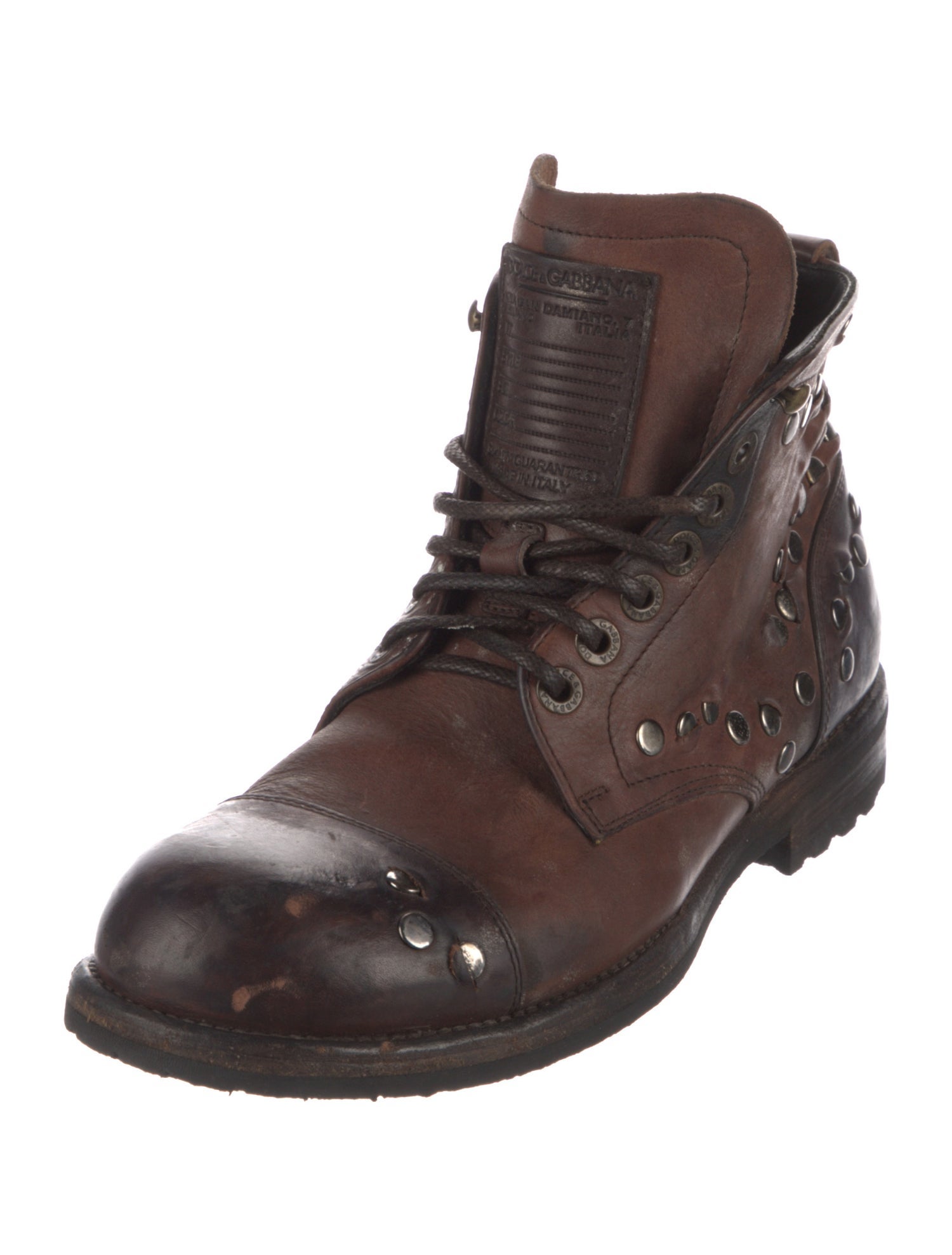 Dolce & Gabbana Leather Lace-Up Boots