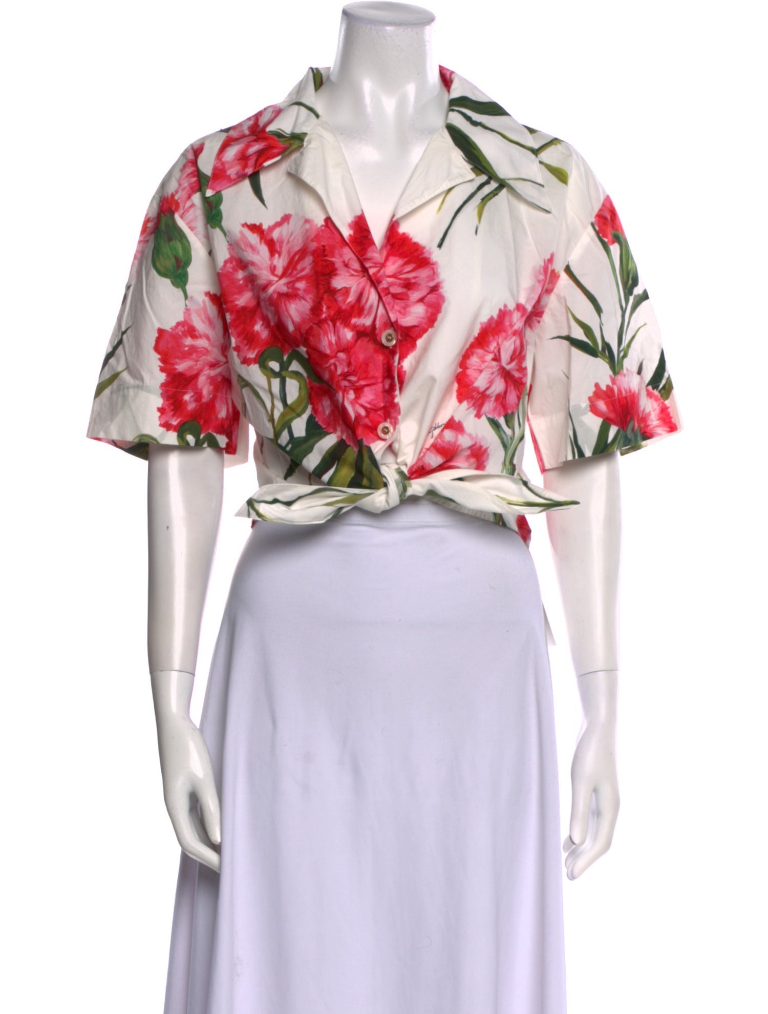 Dolce & Gabbana Floral Print V-Neck Crop Top