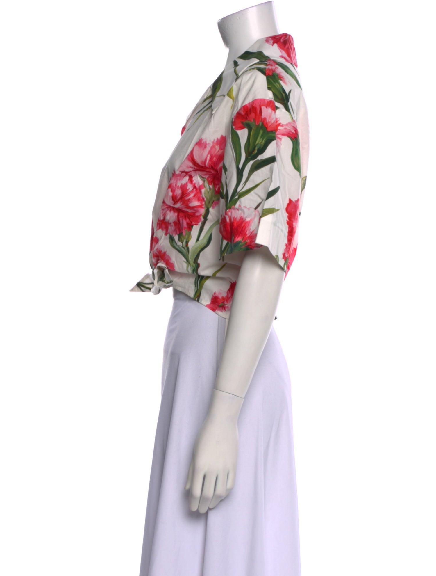 Dolce & Gabbana Floral Print V-Neck Crop Top