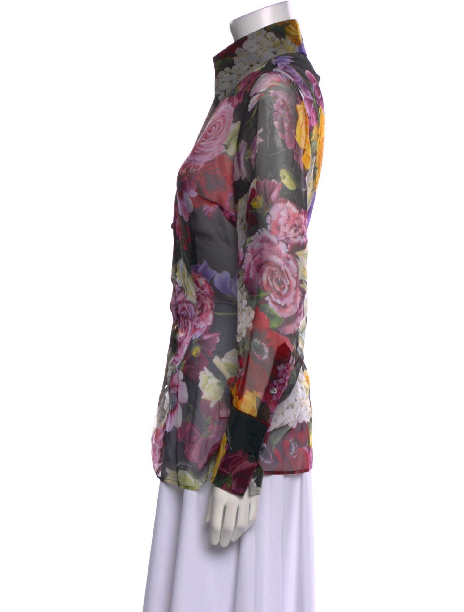 Dolce & Gabbana Silk Floral Print Button-Up Top