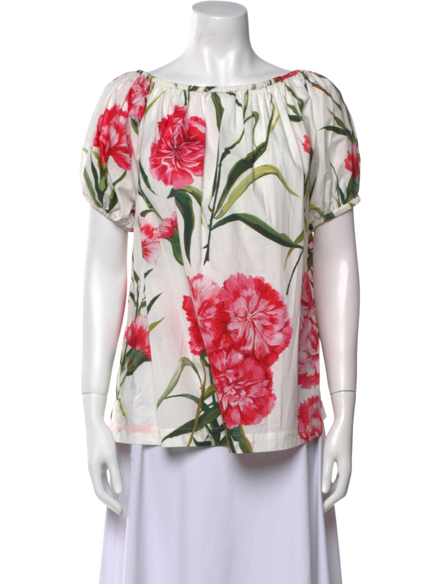 Dolce & Gabbana Floral Print Scoop Neck Blouse