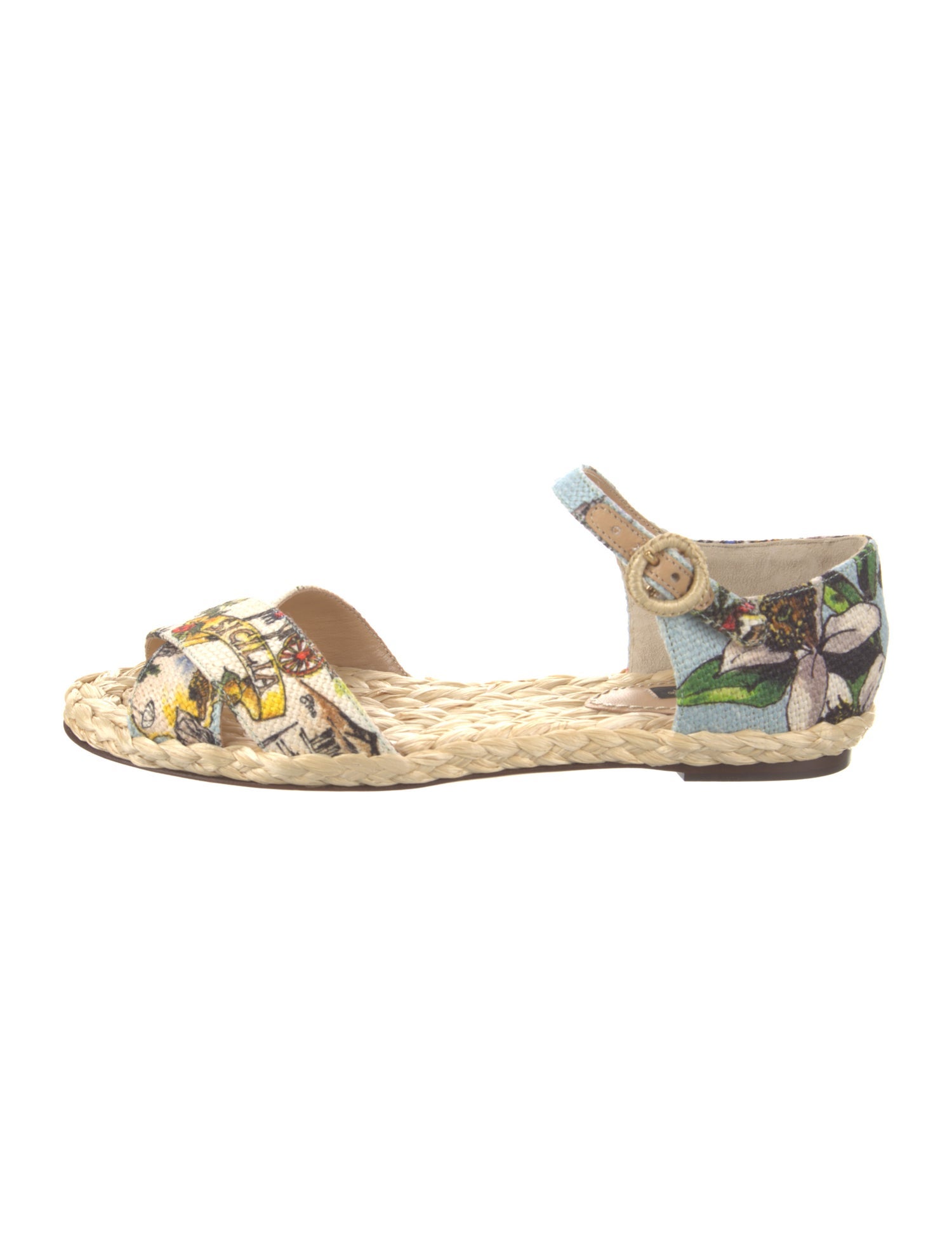 Dolce & Gabbana Sicilian Print Canvas D'Orsay Flats
