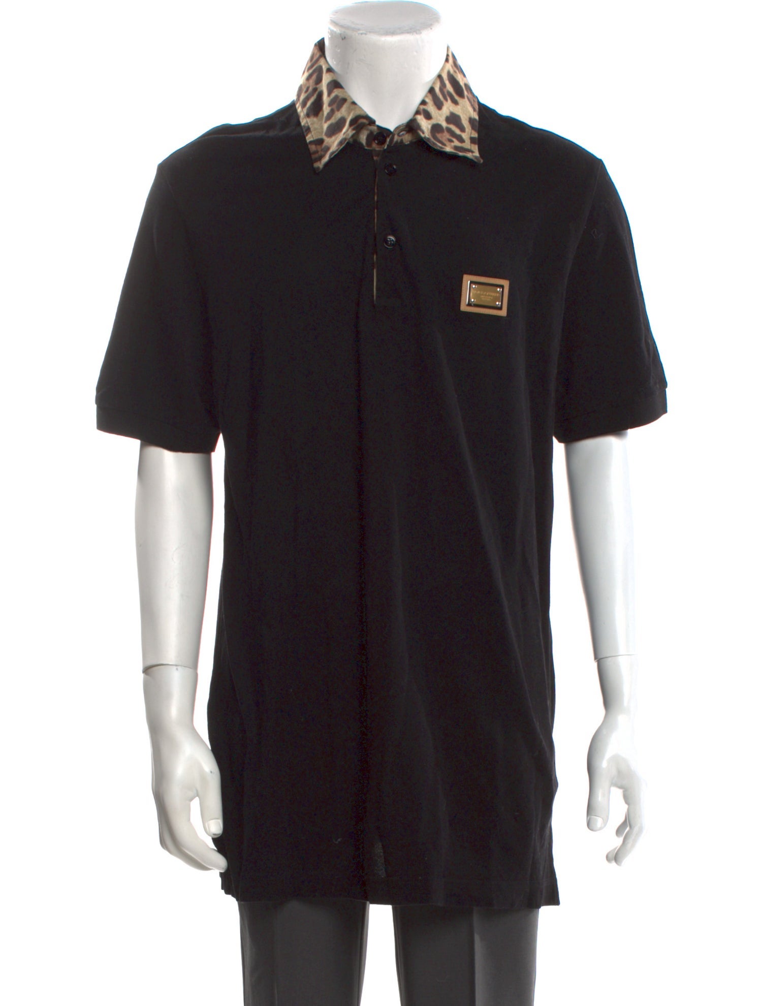 Dolce & Gabbana Animal Print Collar Polo Shirt