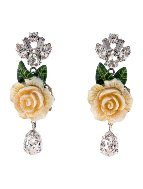 Dolce & Gabbana Crystal & Resin Rose Drop Earrings
