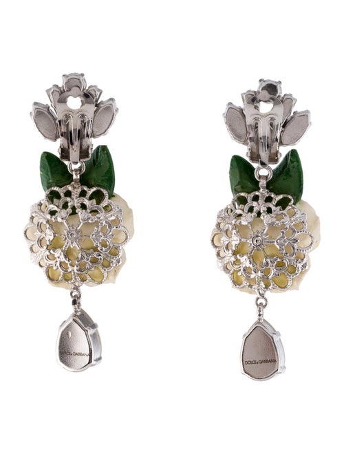 Dolce & Gabbana Crystal & Resin Rose Drop Earrings
