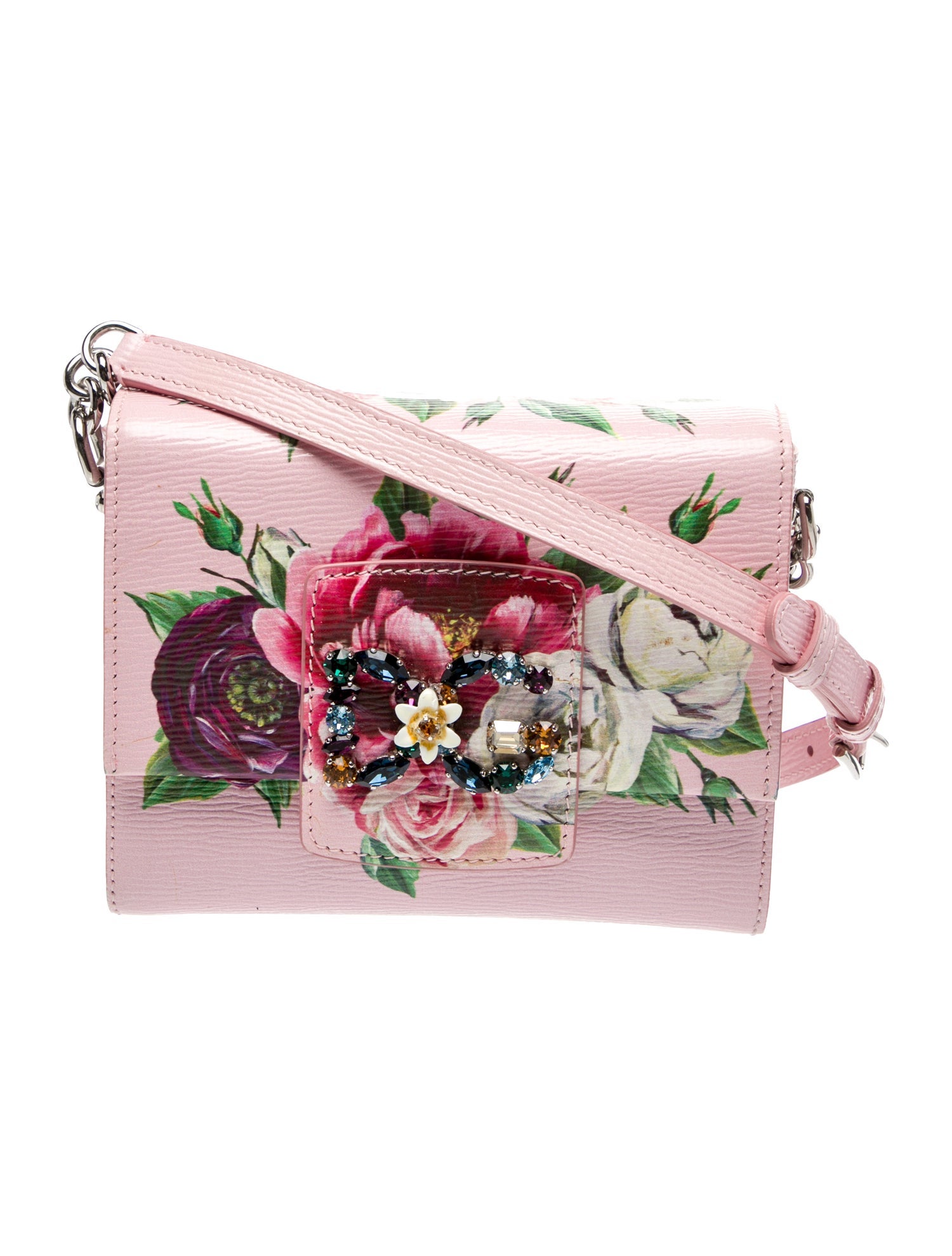 Dolce & Gabbana Leather Doce & Gabbana Peony-Printed Mini Leather Millennials Shoulder Bag Mini