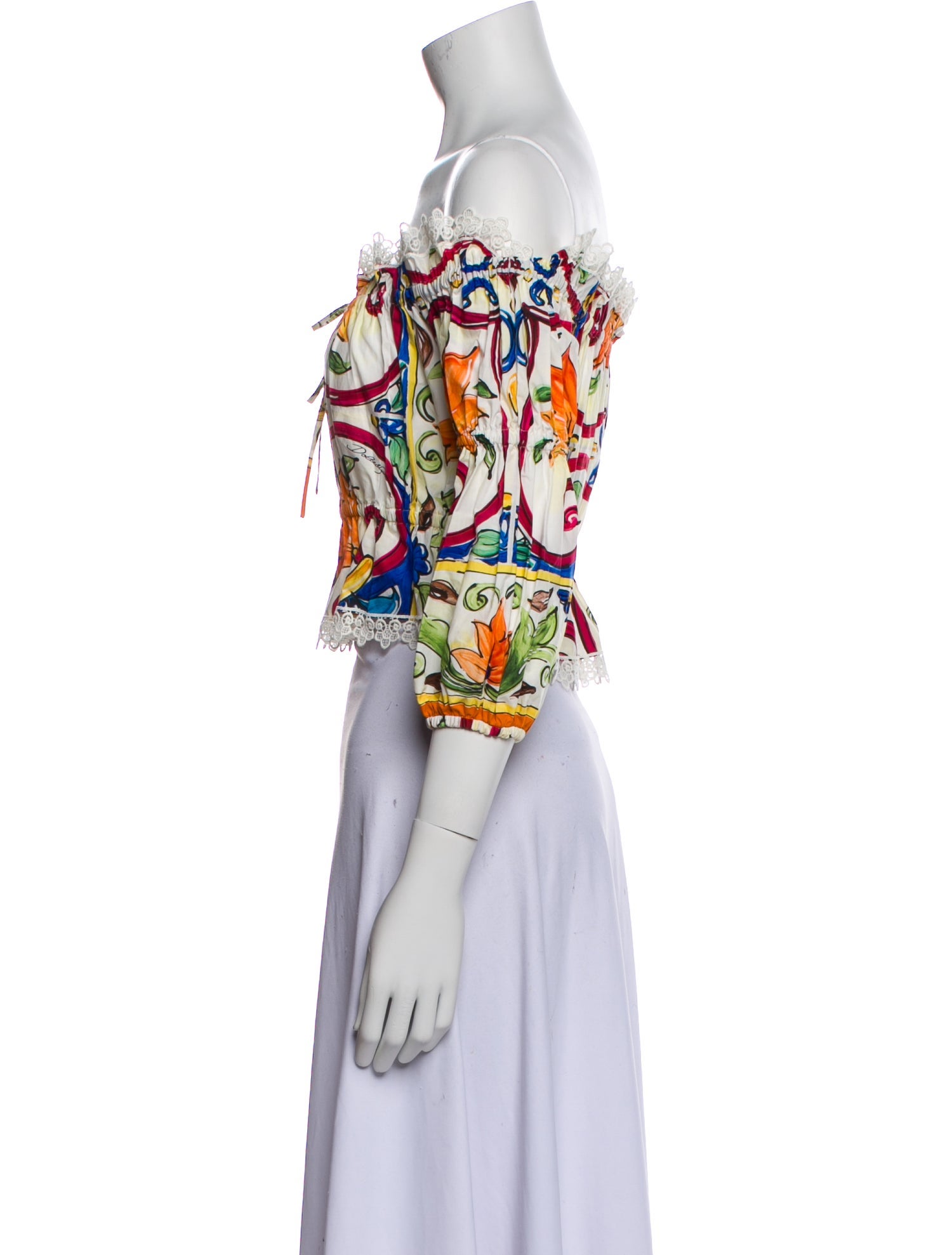 Dolce & Gabbana Floral Print Off-The-Shoulder Crop Top