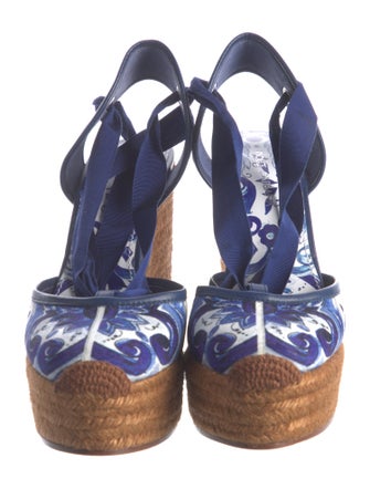 Dolce & Gabbana Canvas Printed Slingback Pumps