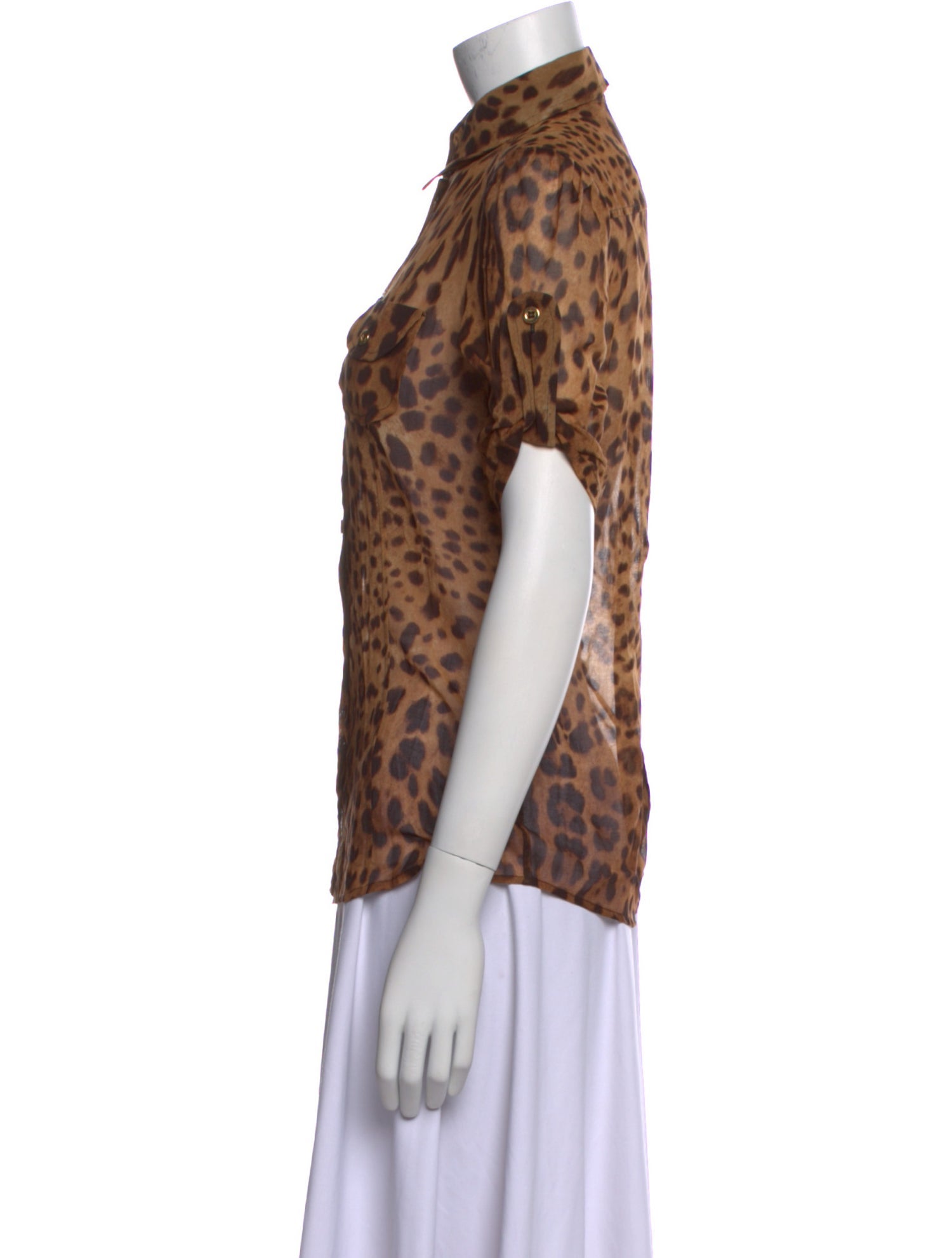 Dolce & Gabbana Animal Print Short Sleeve Button-Up Top w/ Tags