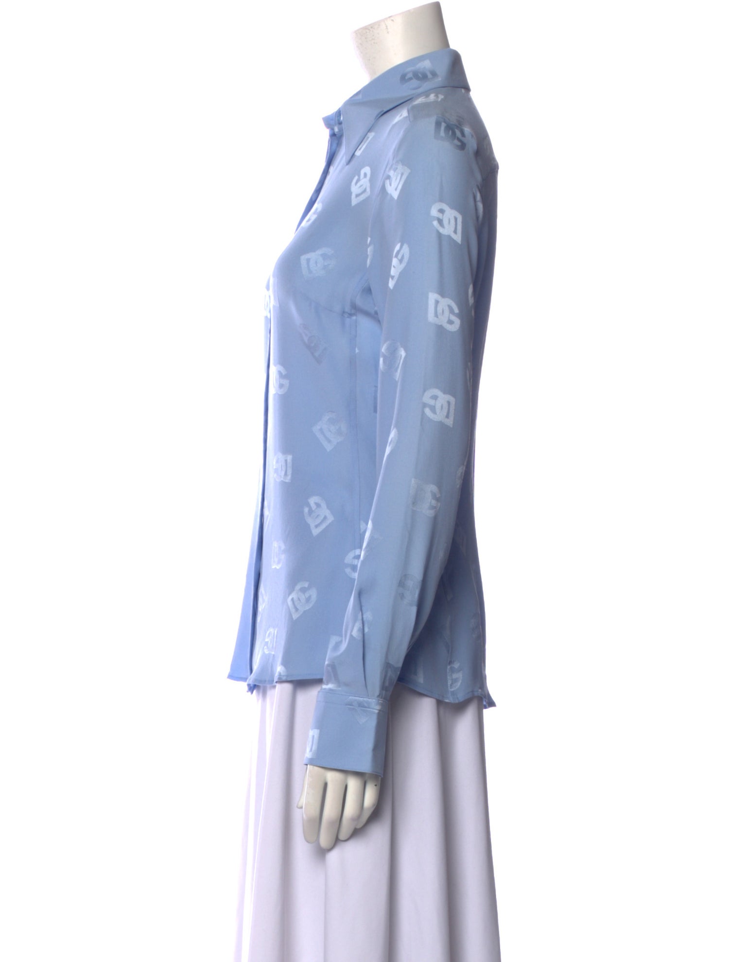 Dolce & Gabbana Silk Long Sleeve Button-Up Top