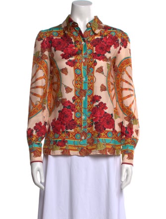 Dolce & Gabbana Silk Printed Button-Up Top