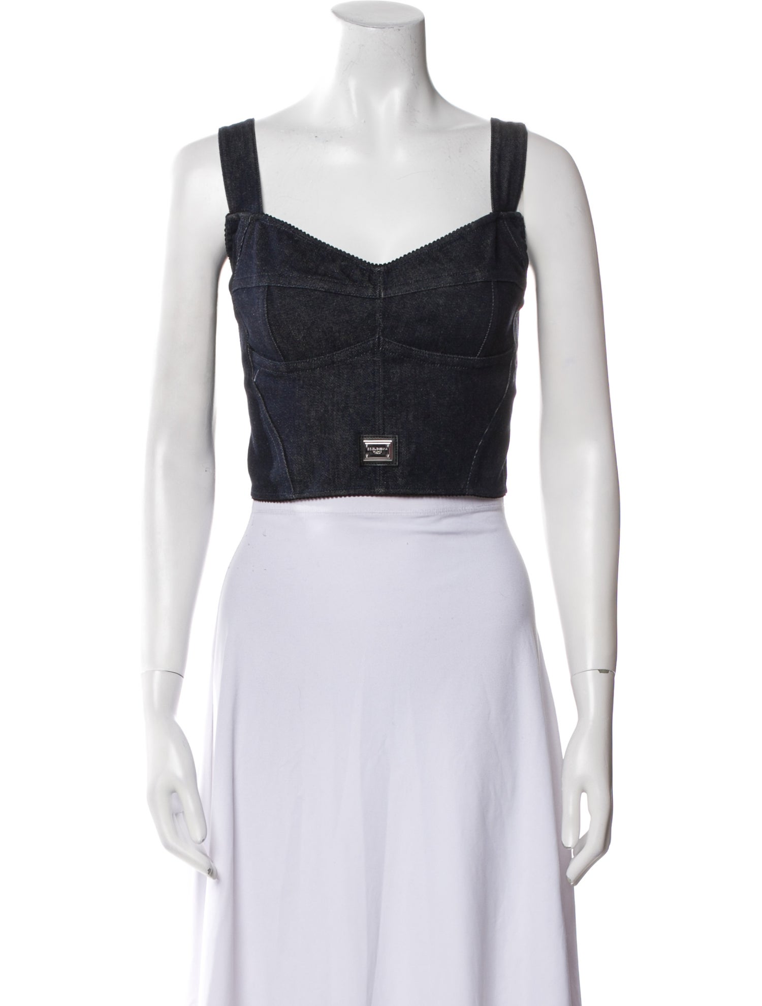 Dolce & Gabbana Square Neckline Sleeveless Crop Top