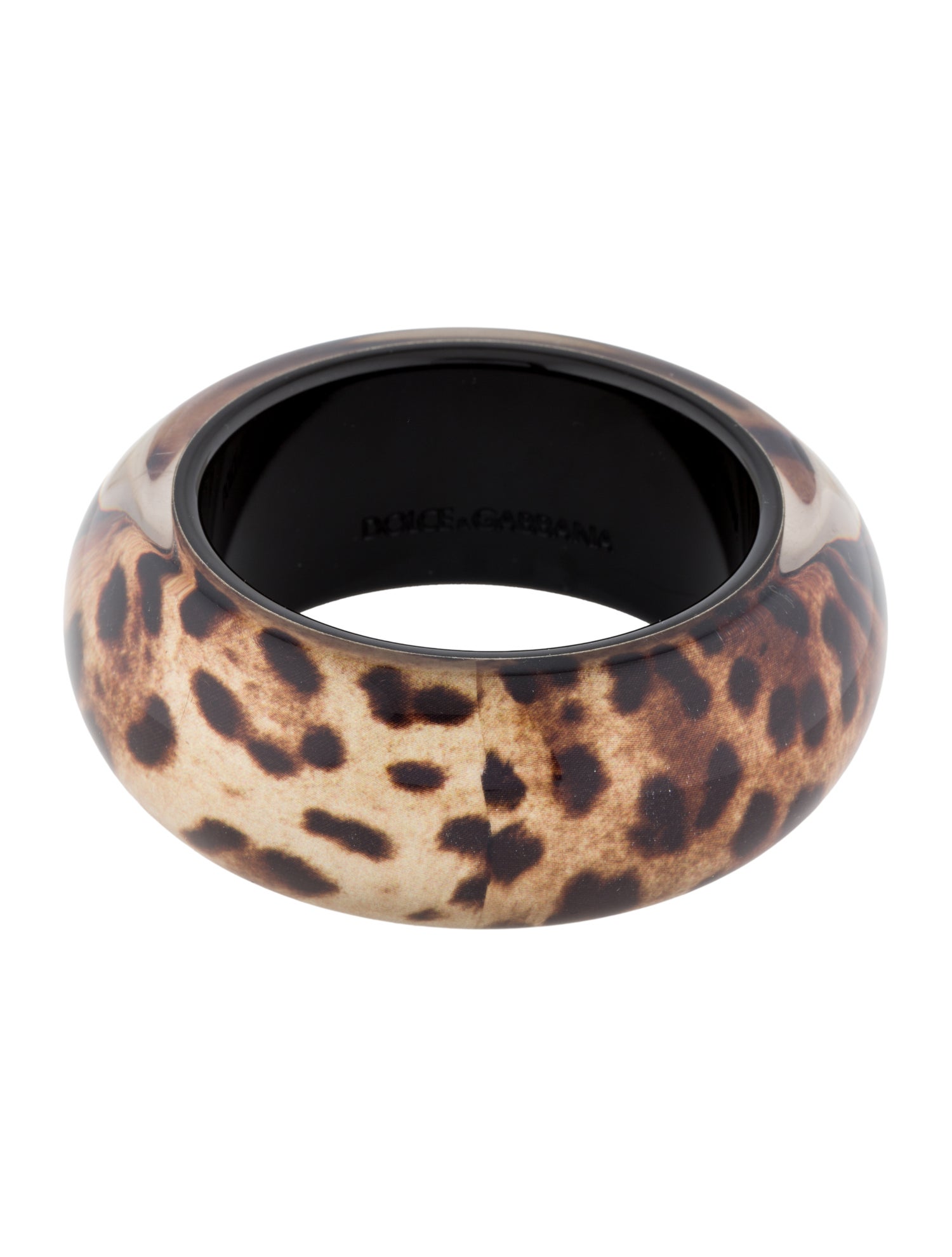 Dolce & Gabbana Resin Leopard Wide Bangle Bracelet