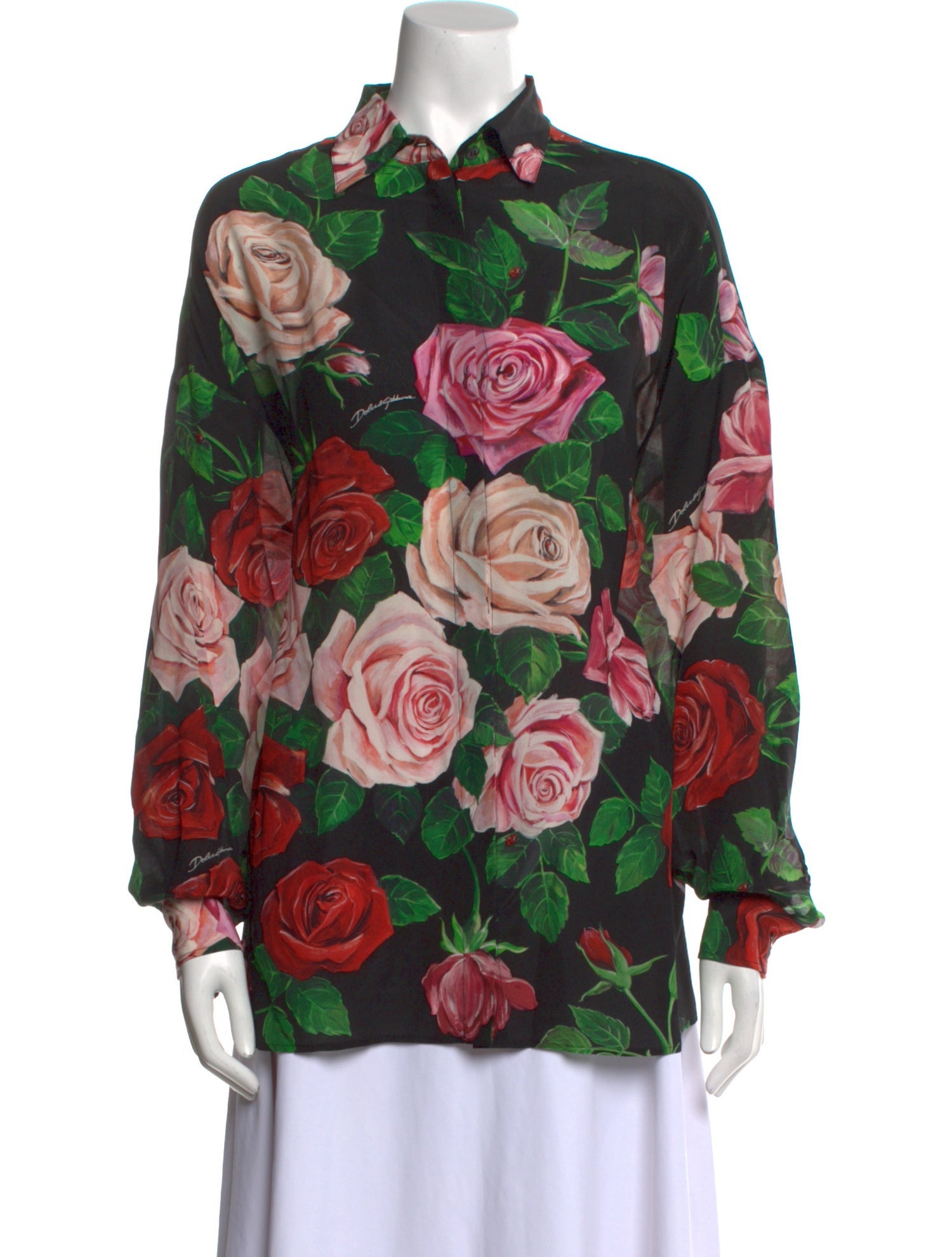 Dolce & Gabbana Silk Floral Print Blouse