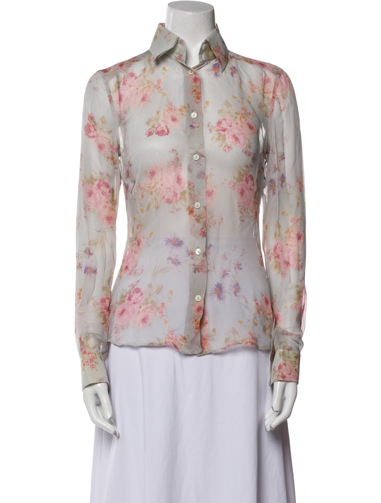 Dolce & Gabbana Silk Floral Print Button-Up Top