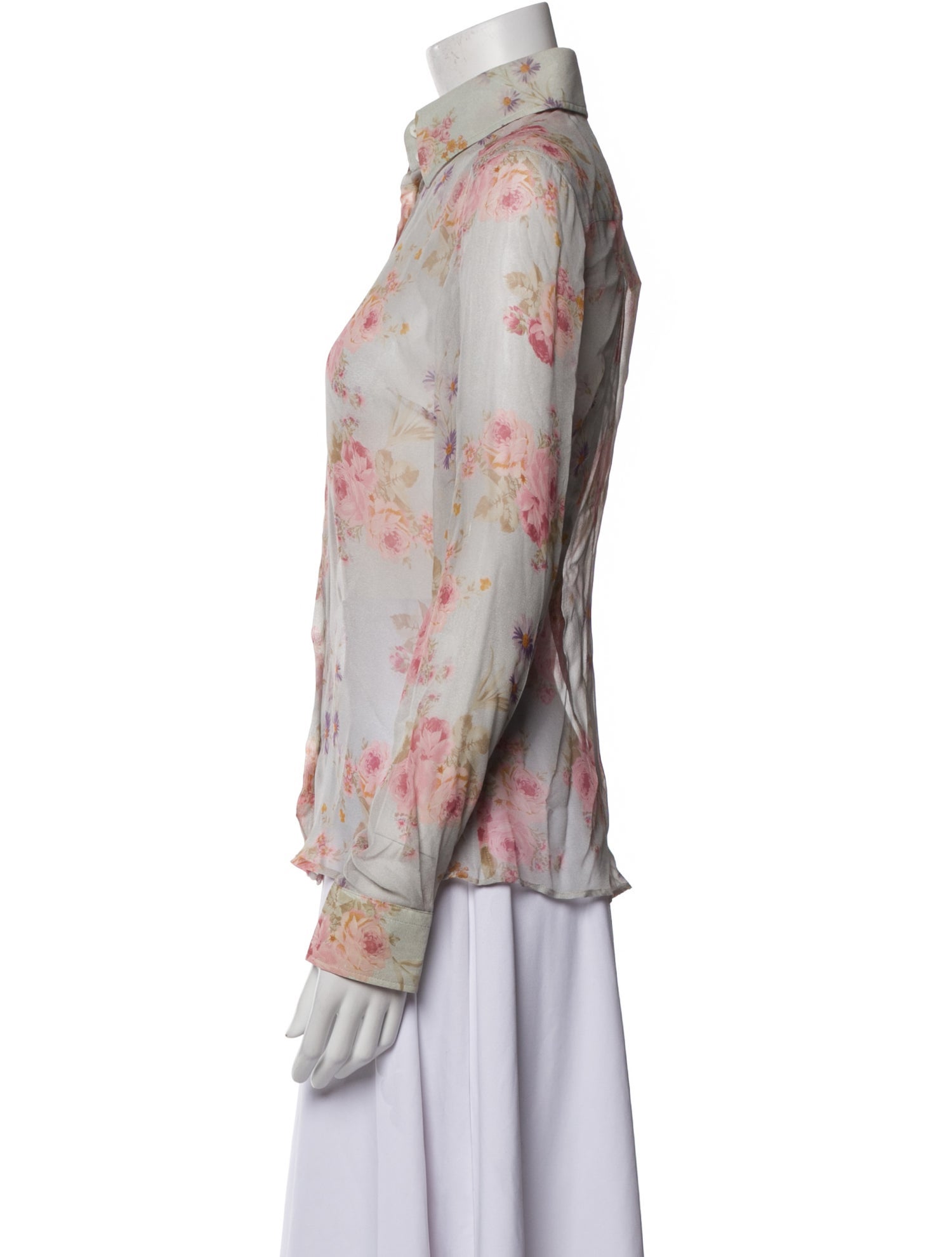 Dolce & Gabbana Silk Floral Print Button-Up Top