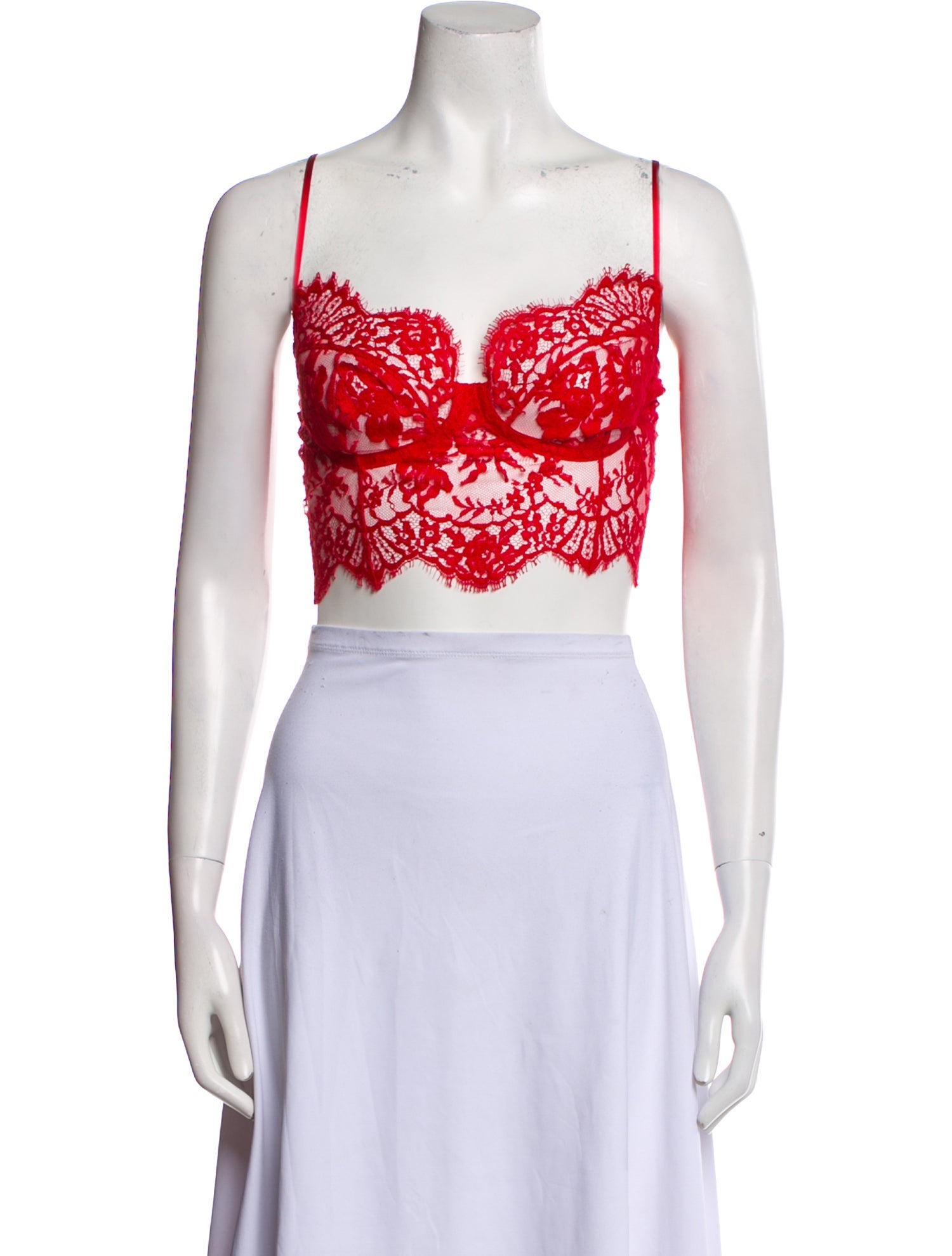 Dolce & Gabbana Lace Pattern Square Neckline Crop Top