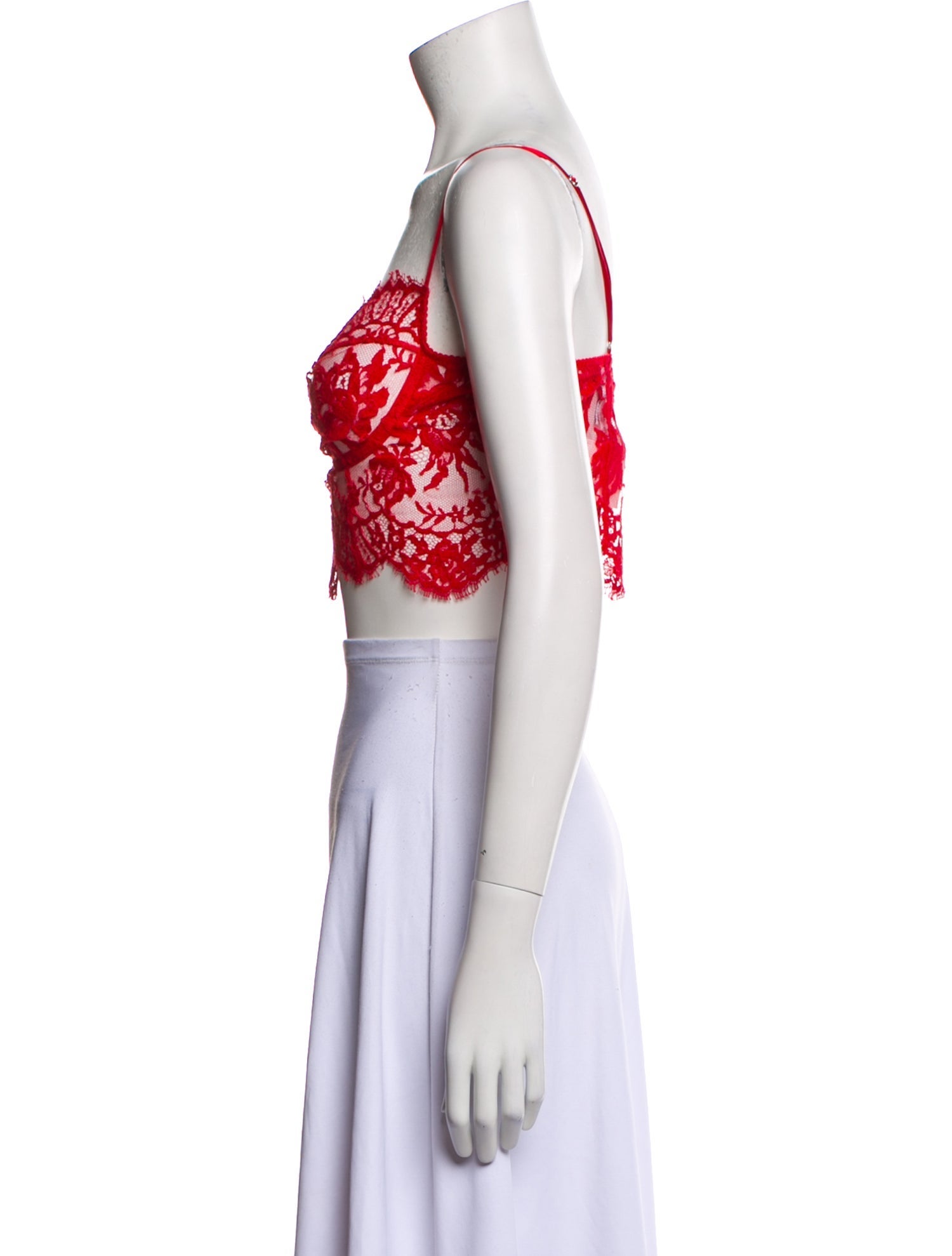 Dolce & Gabbana Lace Pattern Square Neckline Crop Top