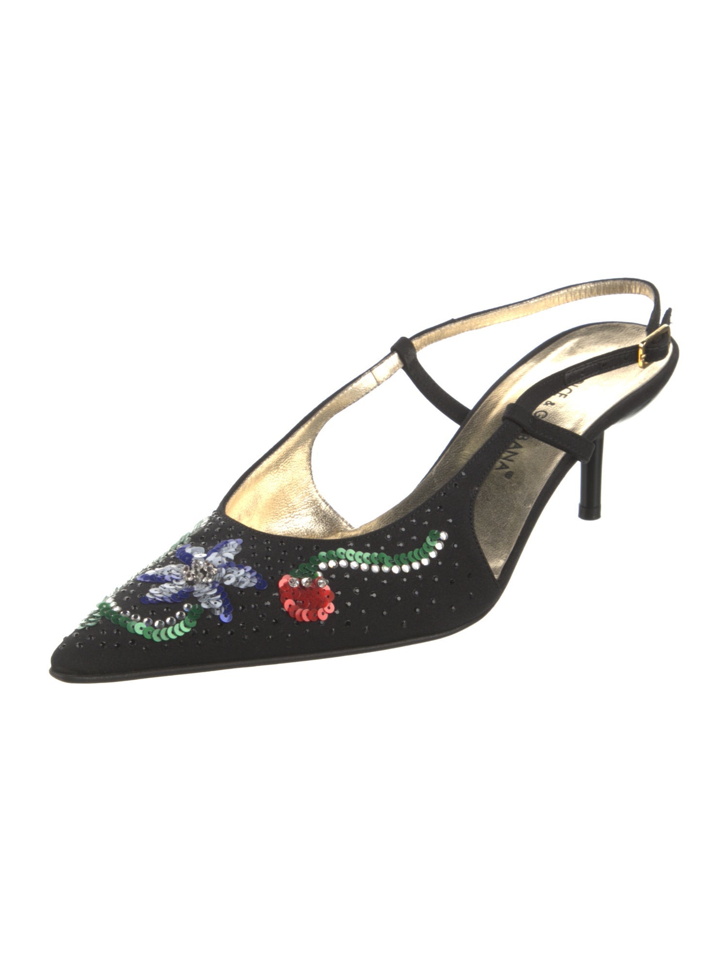 Dolce & Gabbana Printed Crystal Embellishments Slingback Pumps