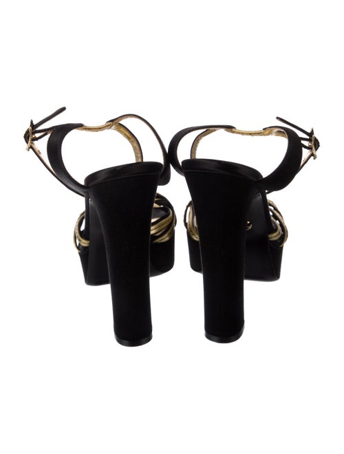 Dolce & Gabbana Satin Colorblock Pattern T-Strap Sandals