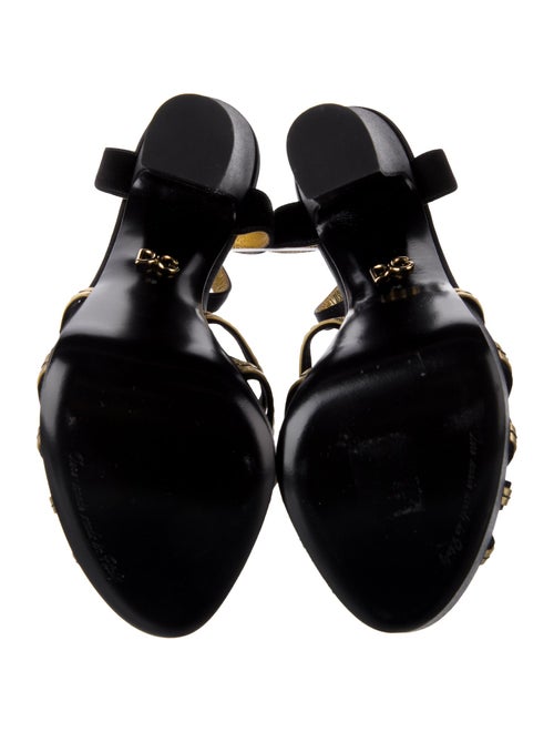 Dolce & Gabbana Satin Colorblock Pattern T-Strap Sandals