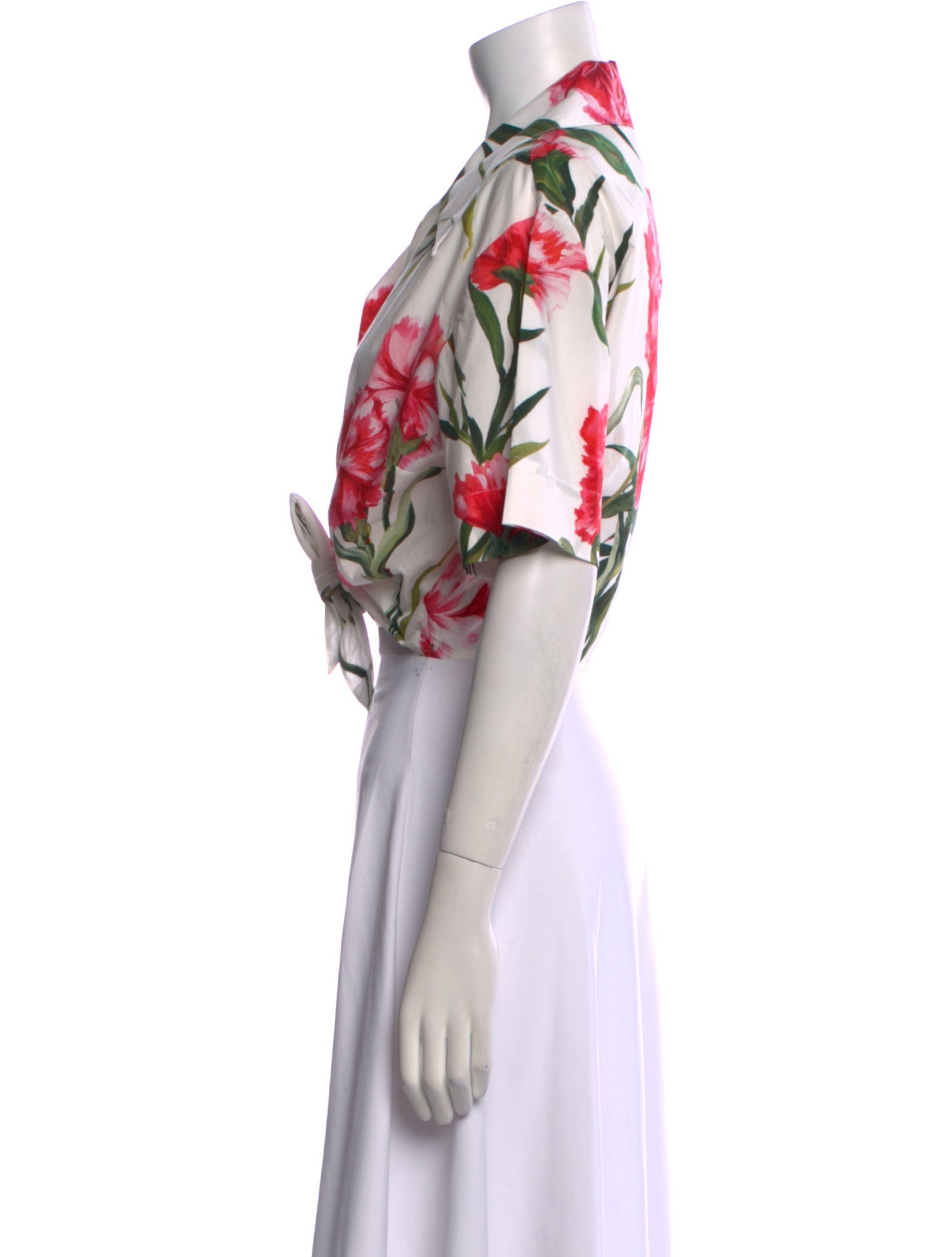 Dolce & Gabbana Floral Print V-Neck Crop Top