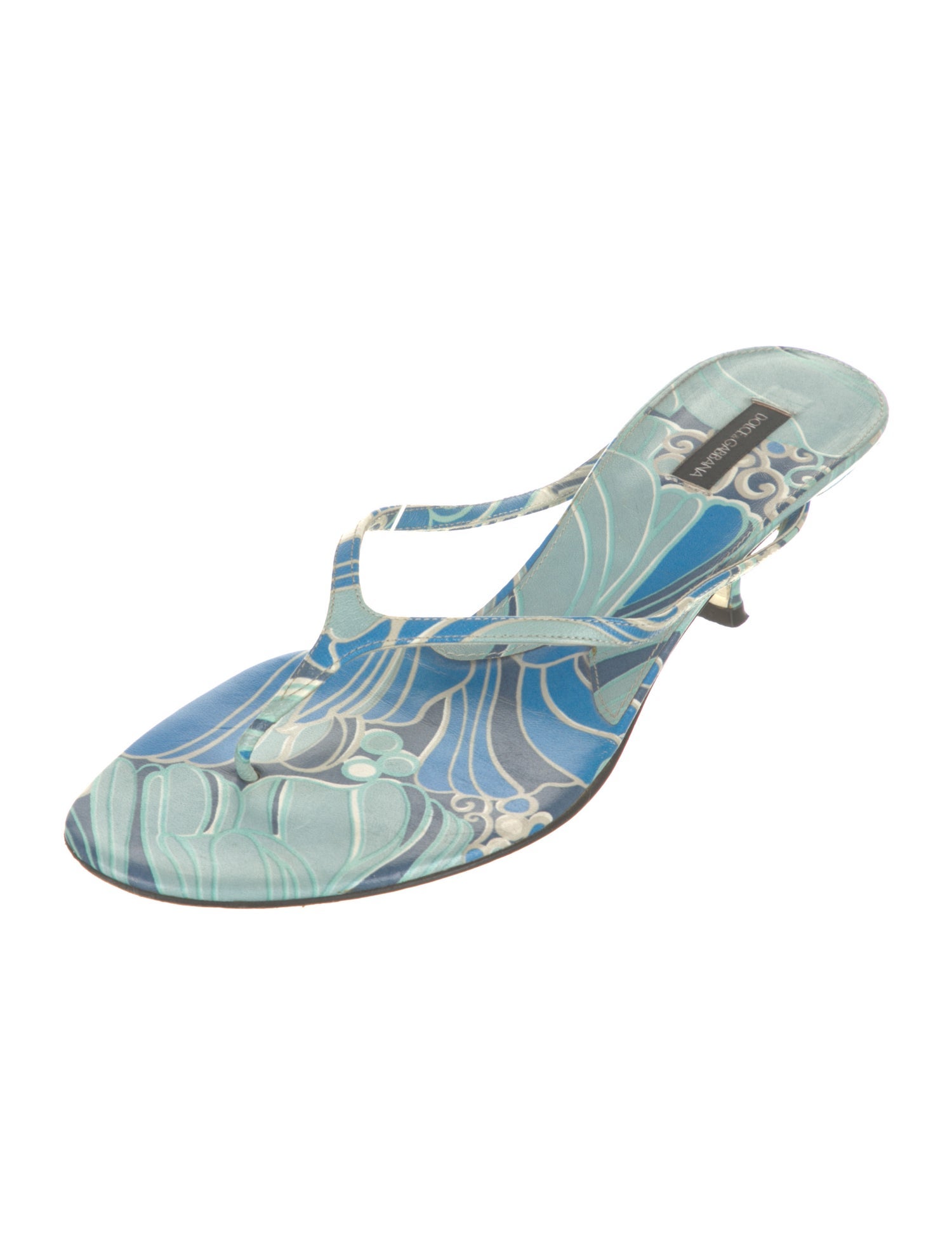 Dolce & Gabbana Leather Printed Flip Flops