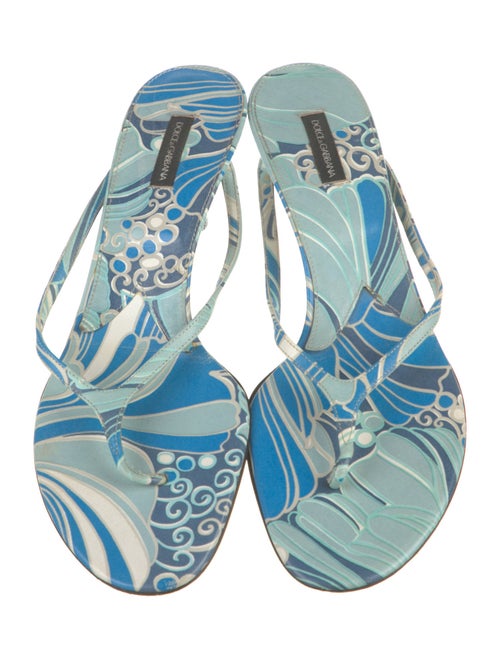 Dolce & Gabbana Leather Printed Flip Flops