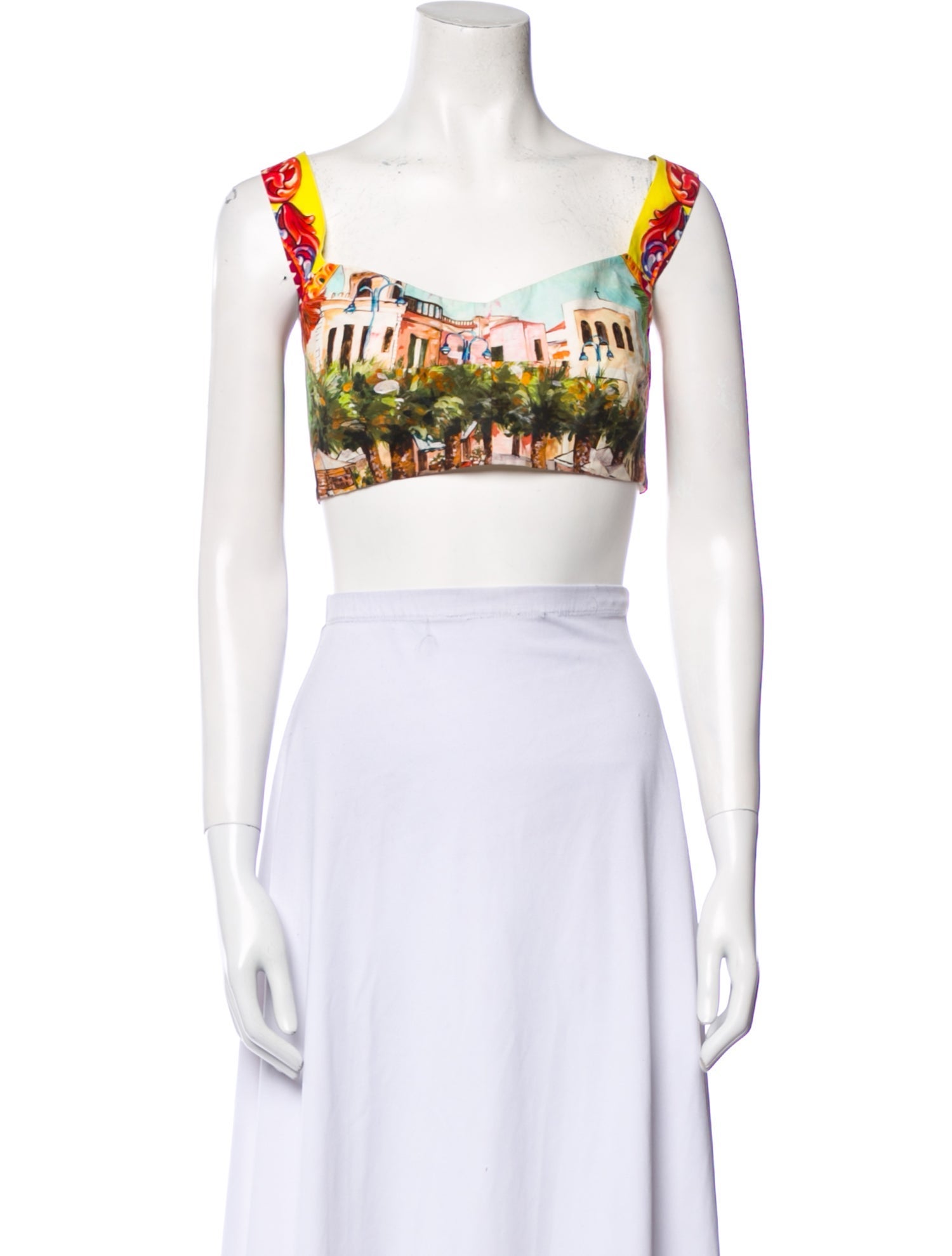 Dolce & Gabbana Printed Square Neckline Crop Top
