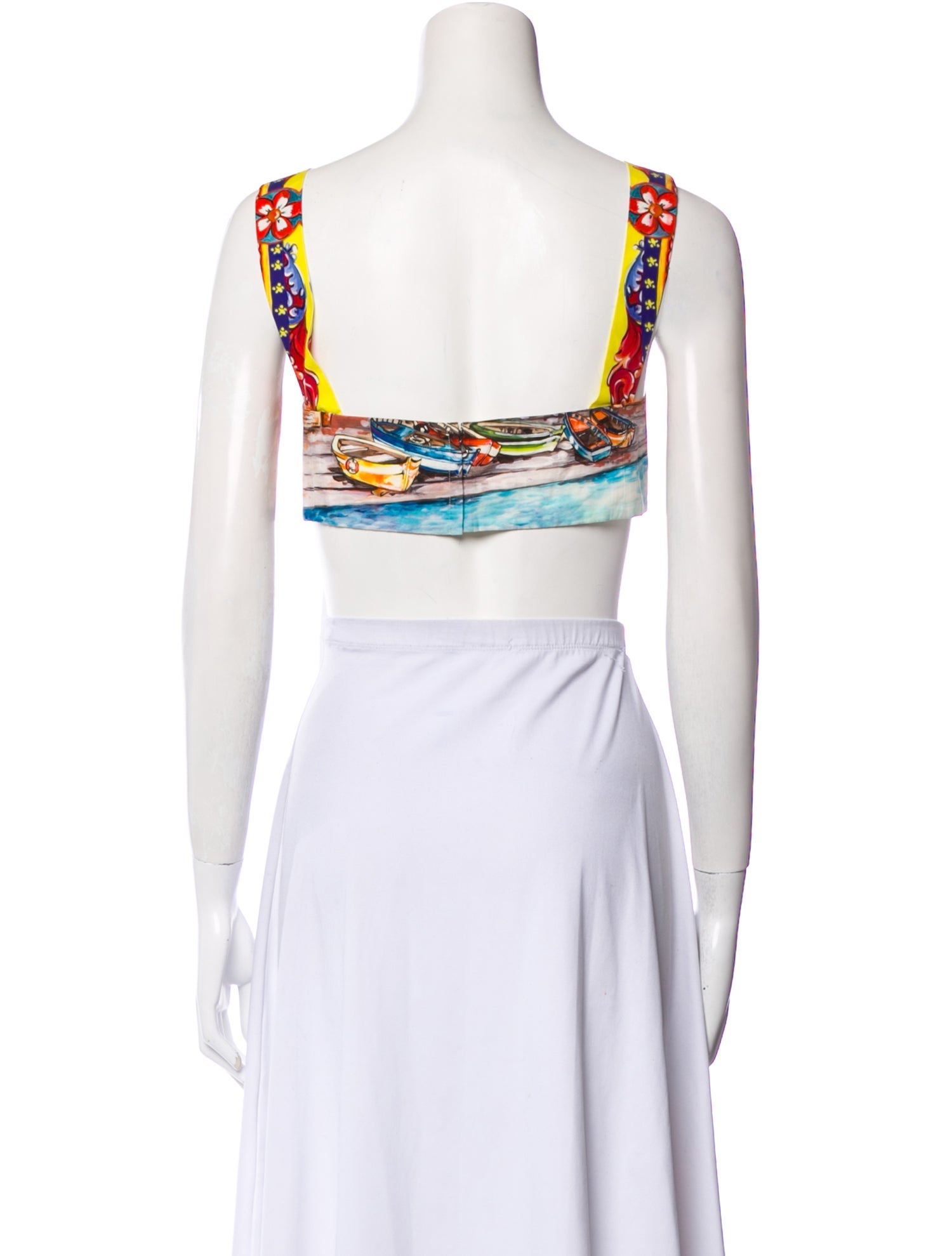 Dolce & Gabbana Printed Square Neckline Crop Top