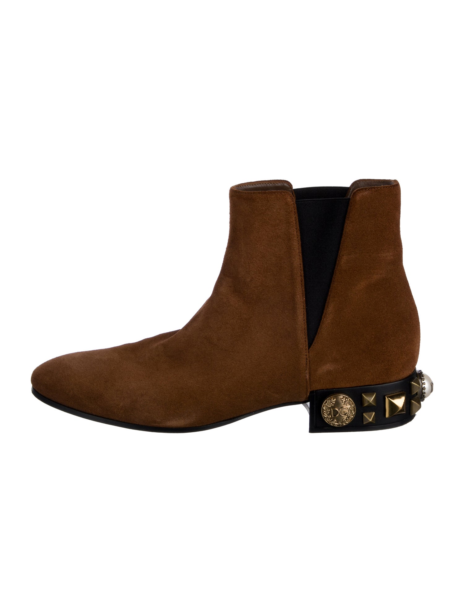 Dolce & Gabbana Faux Pearl Accents Suede Chelsea Boots
