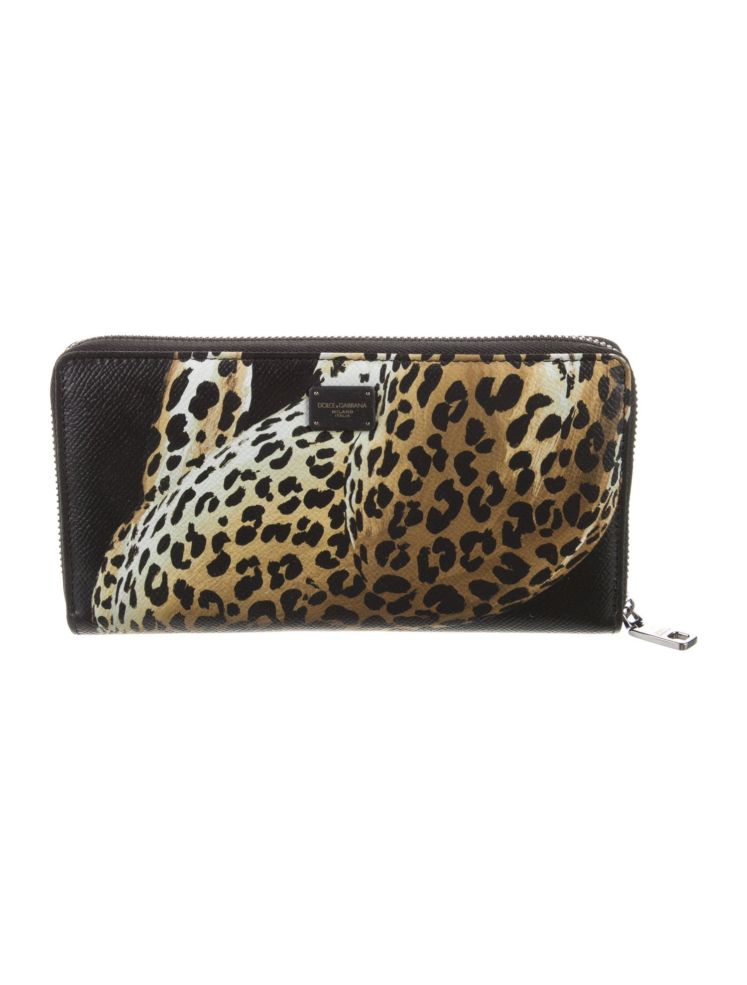Dolce & Gabbana Leather Animal Print Continental Wallet