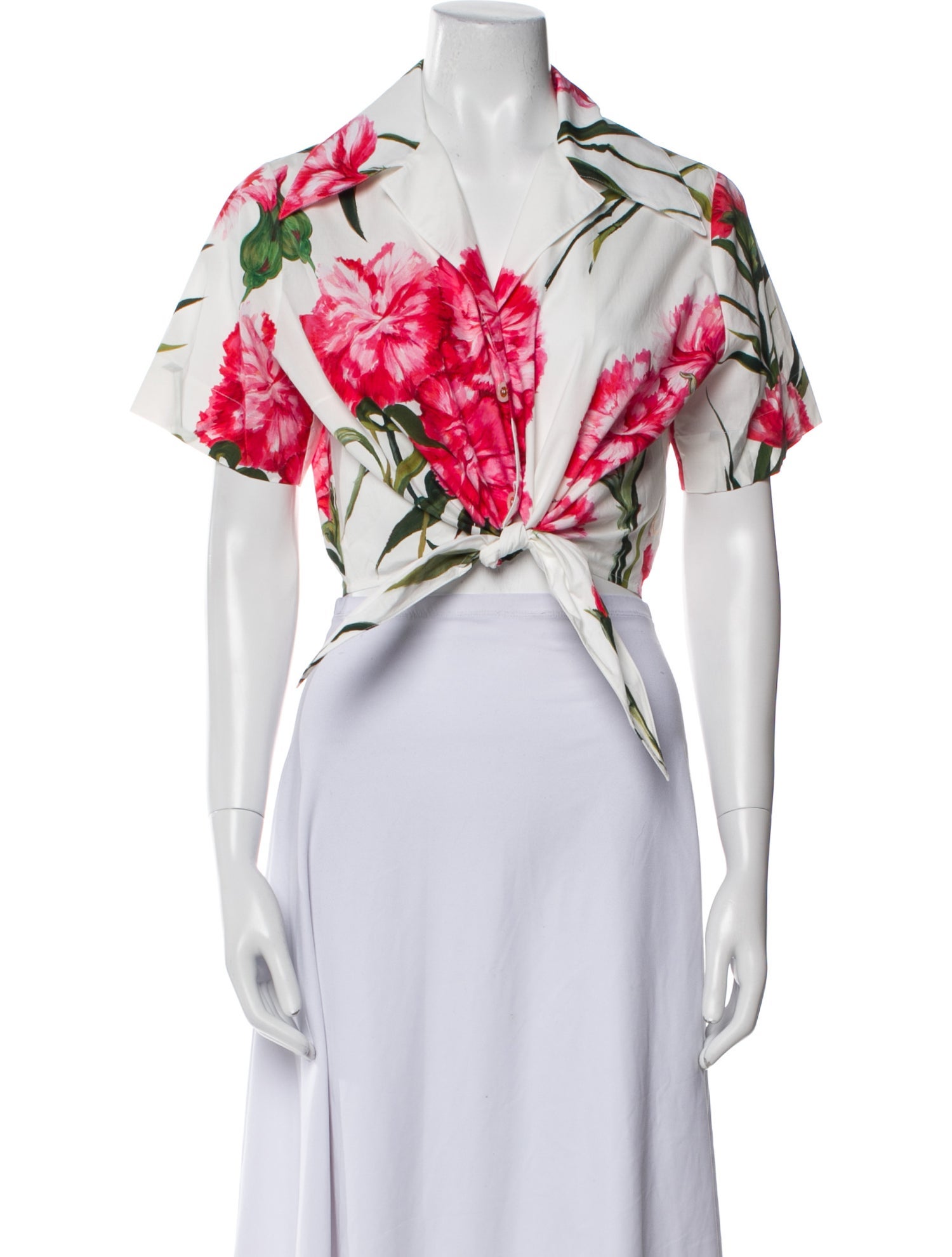Dolce & Gabbana Floral Print V-Neck Crop Top