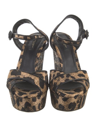 Dolce & Gabbana Raffia Animal Print Sandals