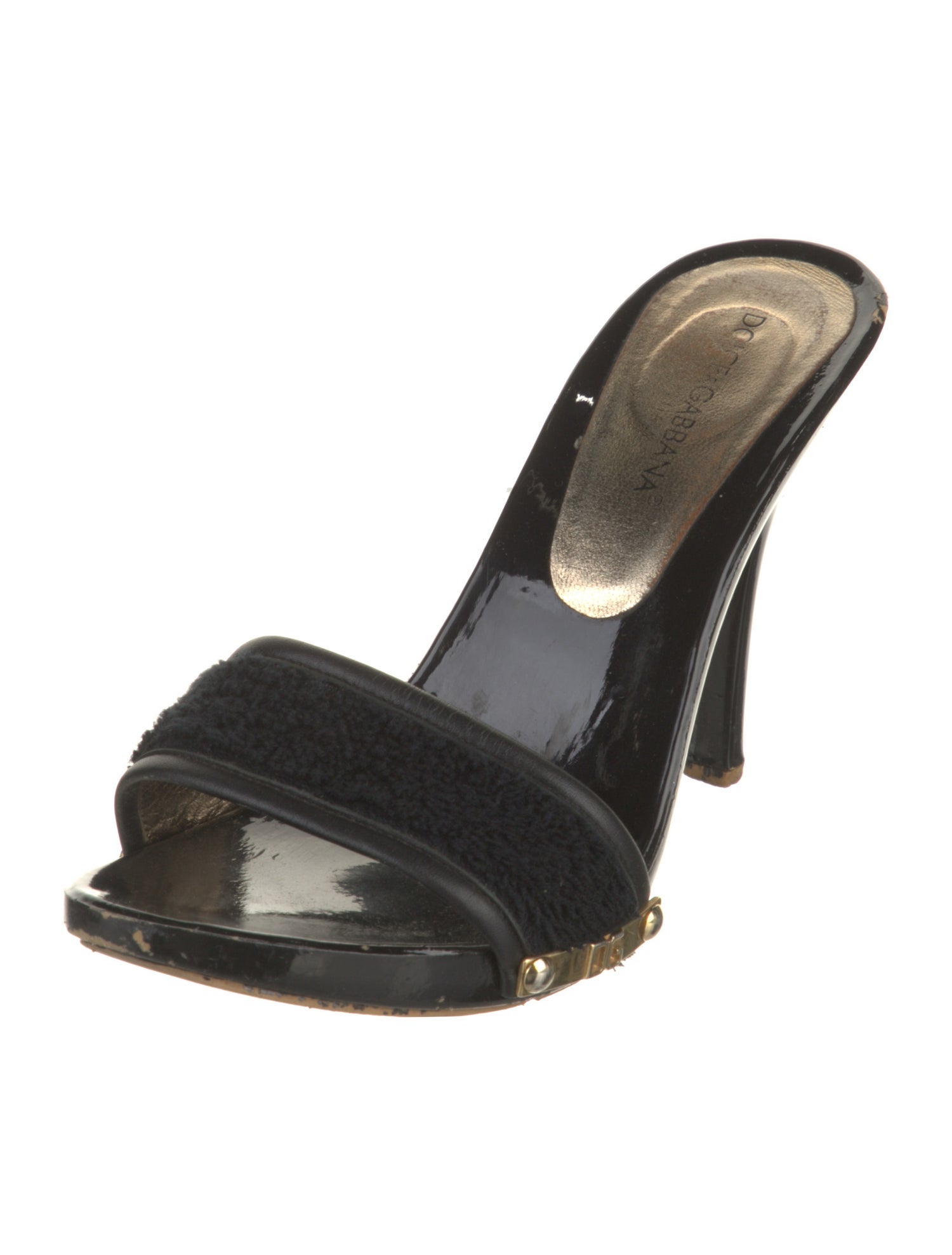 Dolce & Gabbana Leather Studded Accents Slides