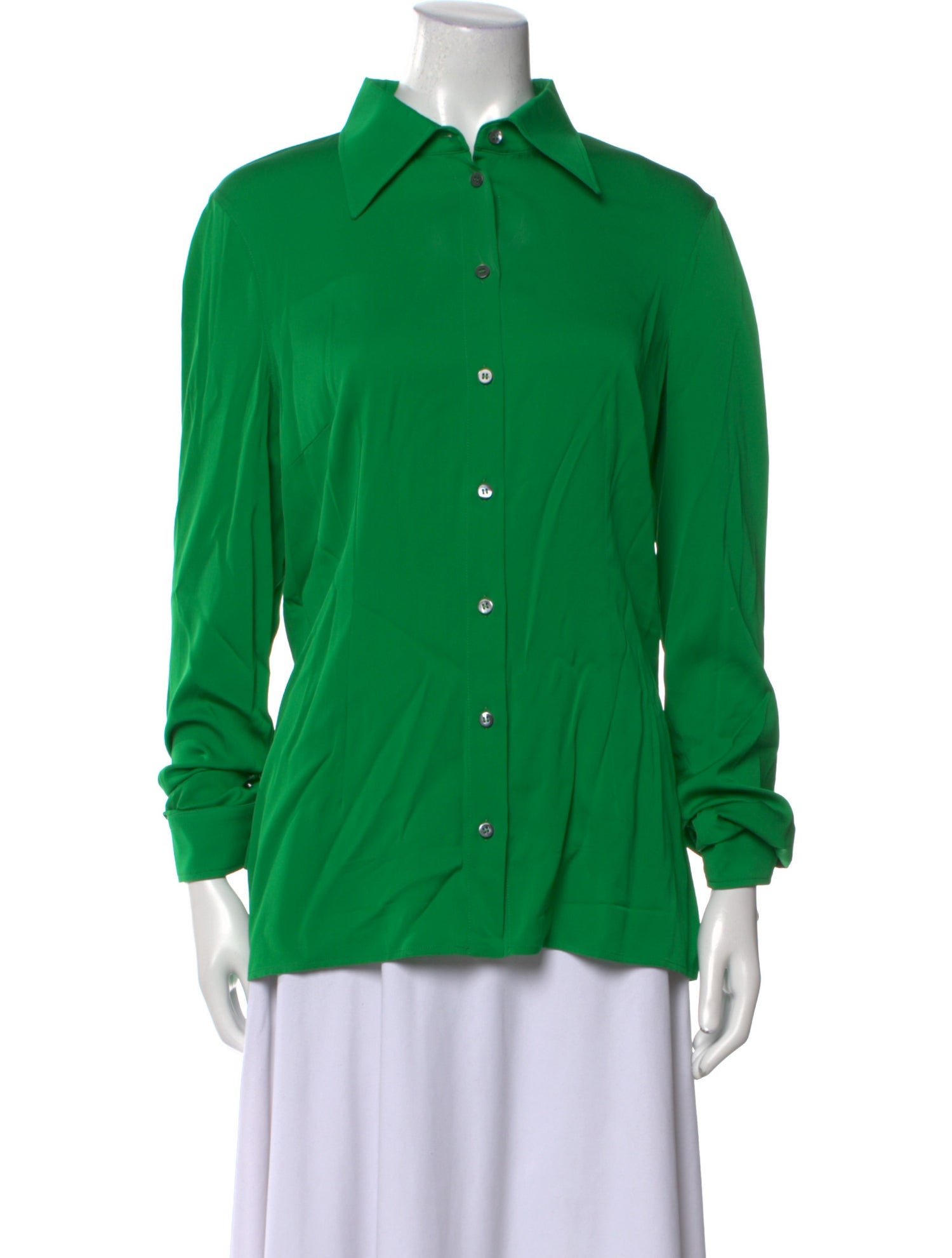 Dolce & Gabbana Silk Long Sleeve Button-Up Top