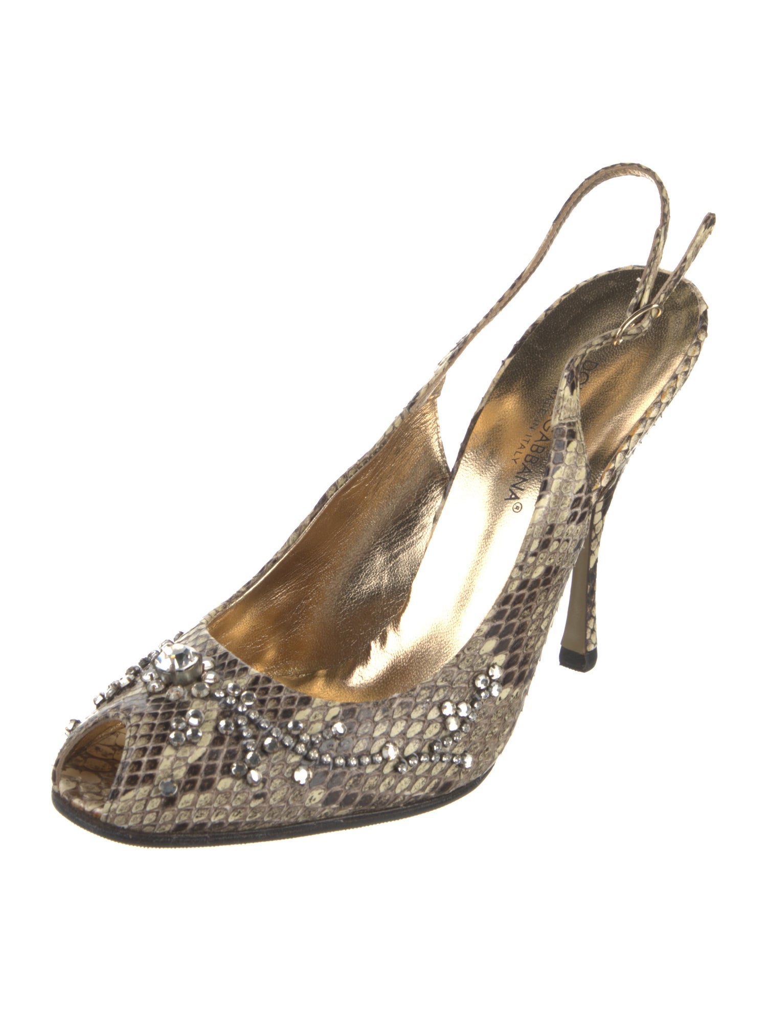 Dolce & Gabbana Snakeskin Printed Slingback Pumps