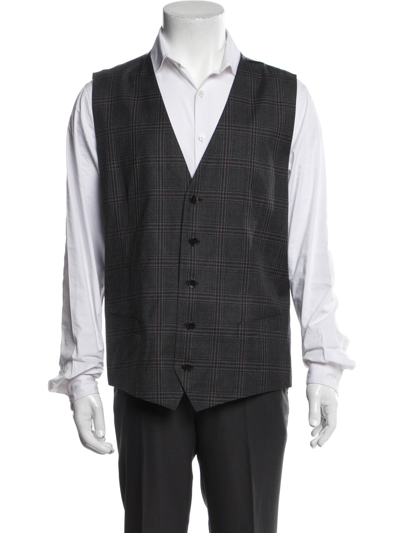 Dolce & Gabbana Wool Plaid Print Suit Vest