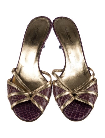 Dolce & Gabbana Snakeskin Animal Print Mules