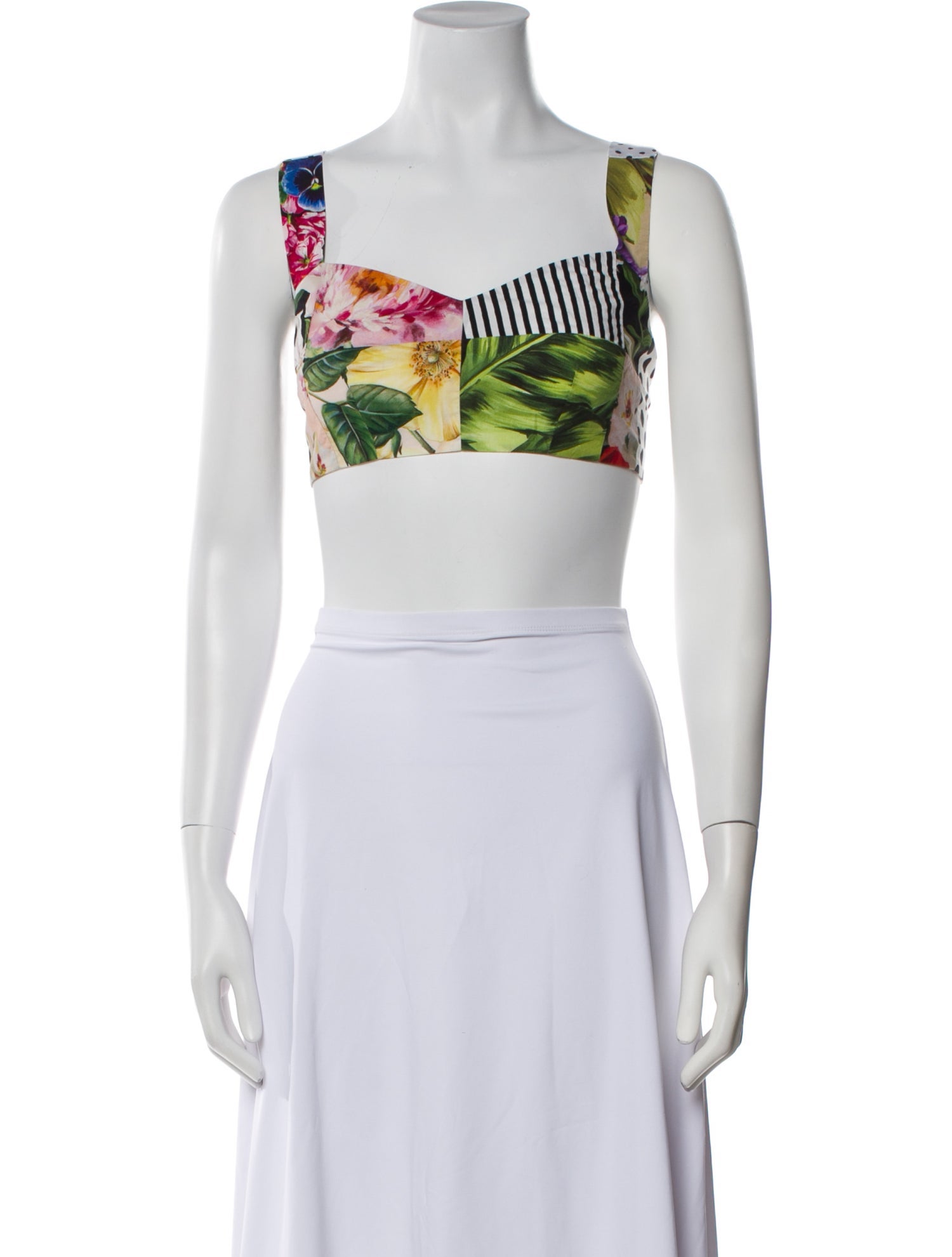 Dolce & Gabbana Floral Print Square Neckline Crop Top