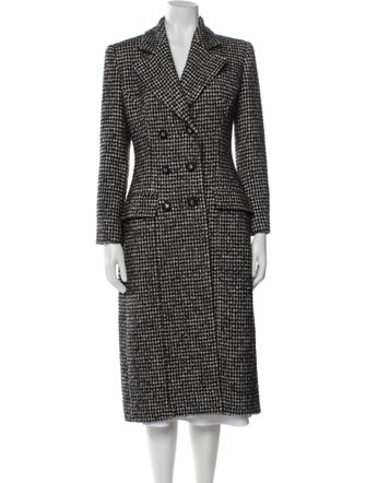 Dolce & Gabbana Wool Houndstooth Print Peacoat