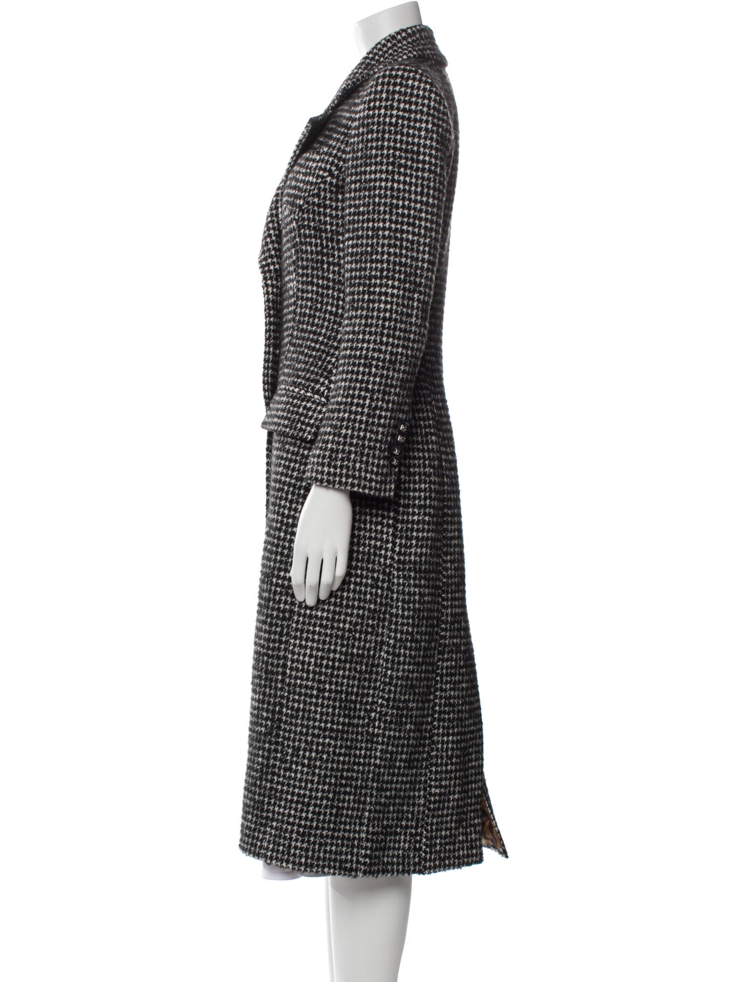 Dolce & Gabbana Wool Houndstooth Print Peacoat