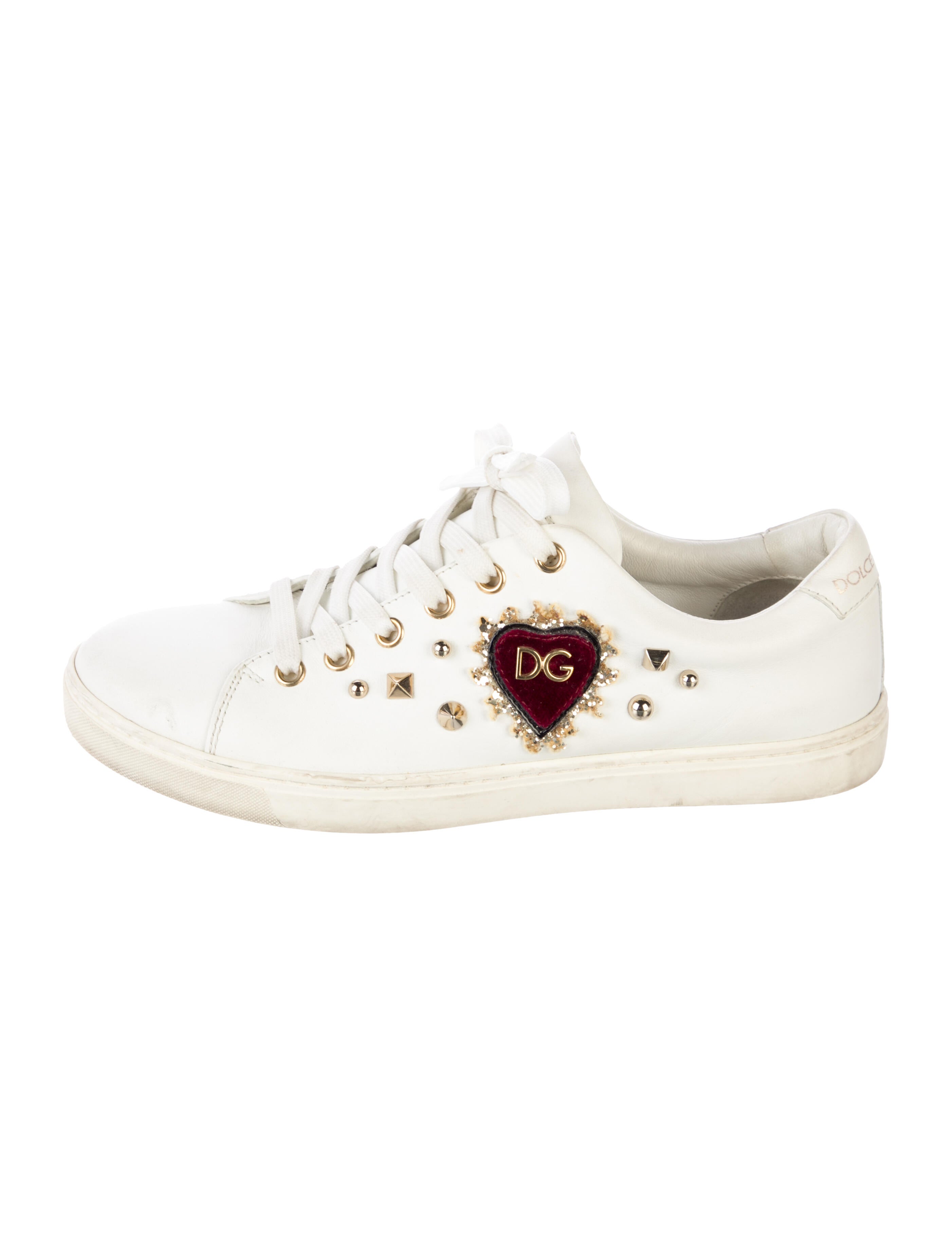 Dolce & Gabbana Leather Studded Accents Sneakers
