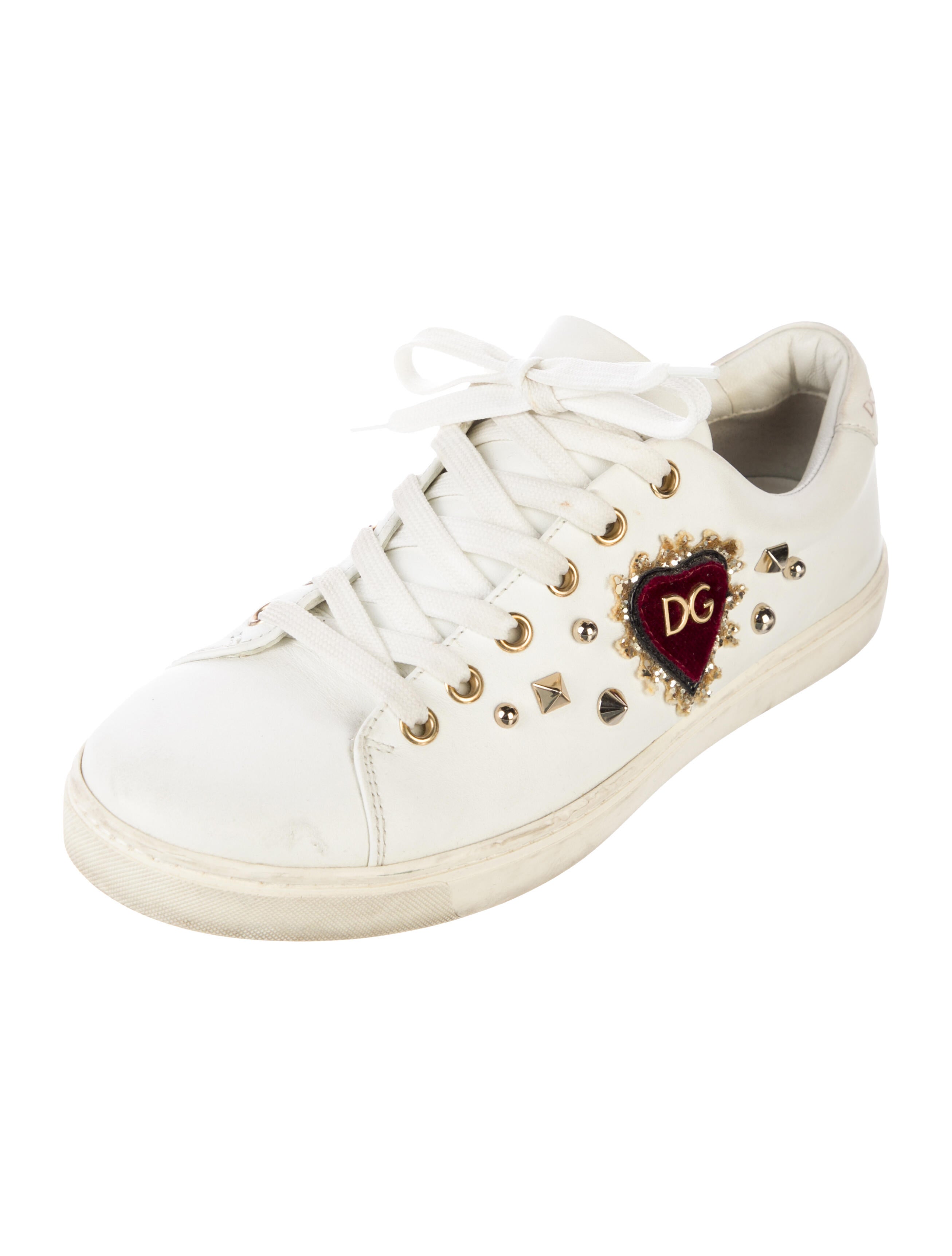 Dolce & Gabbana Leather Studded Accents Sneakers
