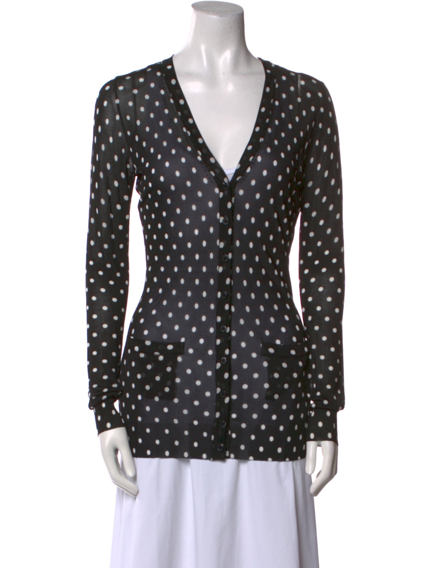 Dolce & Gabbana Polka Dot Print V-Neck Sweater