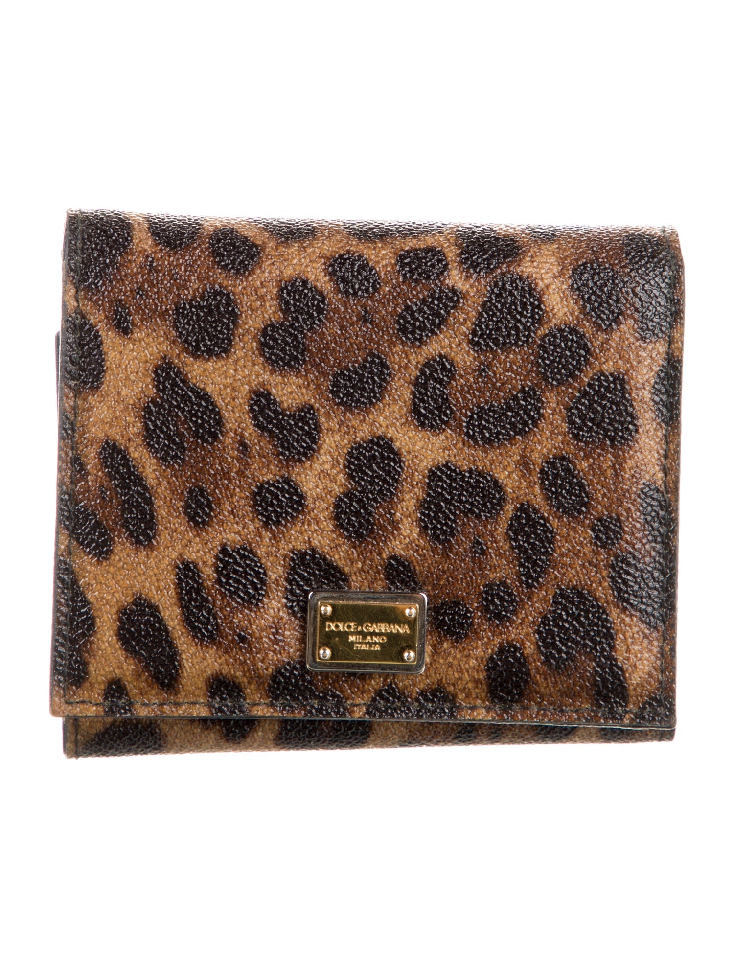 Dolce & Gabbana Leather Animal Print Compact Wallet