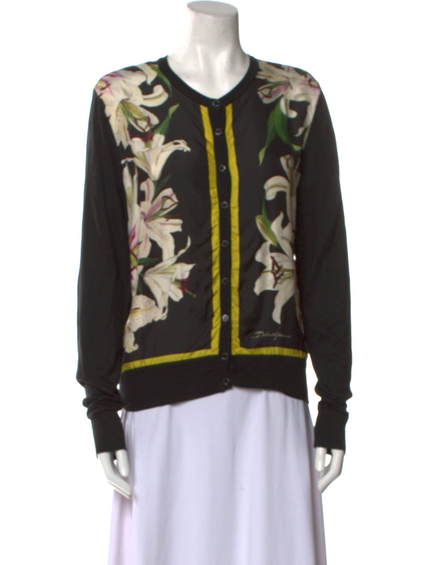 Dolce & Gabbana Silk Floral Print Sweater